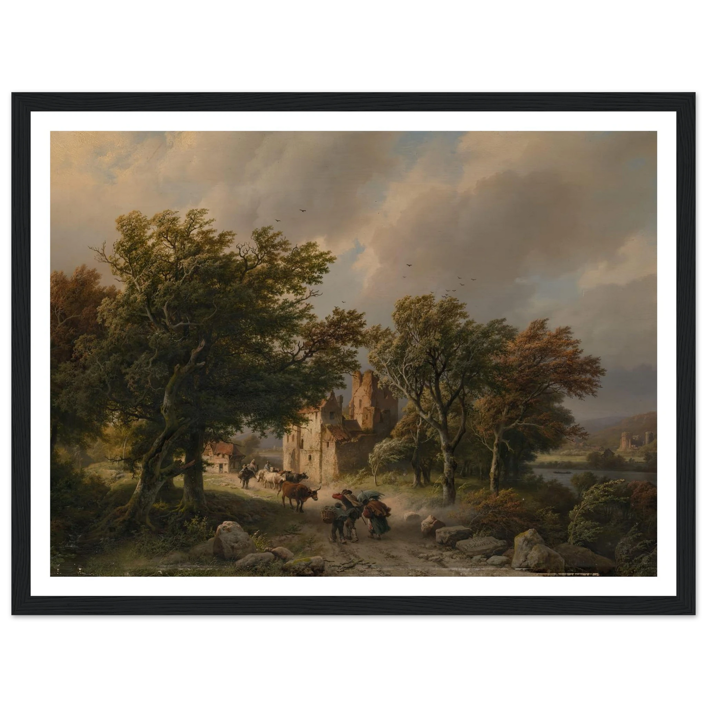 De rukwind (1845) Art Print | Barend Cornelis Koekkoek - Framed Poster - 30x40 cm / 12x16″ - Black frame