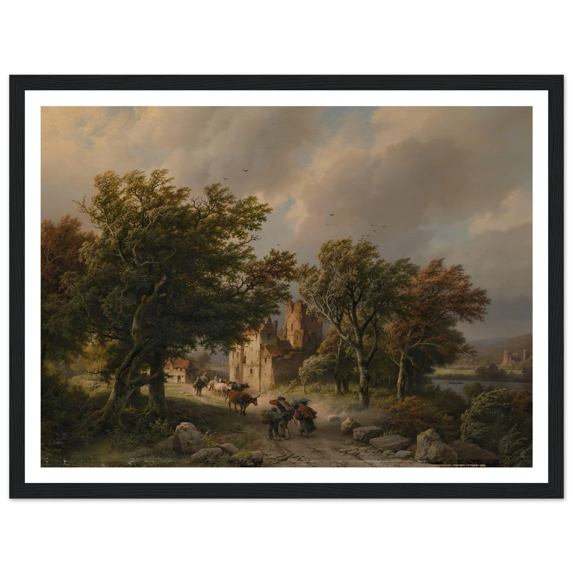 De rukwind (1845) Art Print | Barend Cornelis Koekkoek - Framed Poster - 30x40 cm / 12x16″ - Black frame