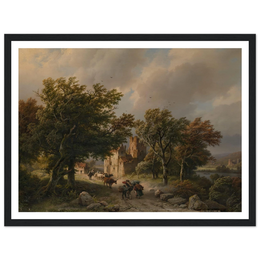 De rukwind (1845) Art Print | Barend Cornelis Koekkoek - Framed Poster - 30x40 cm / 12x16″ - Black frame