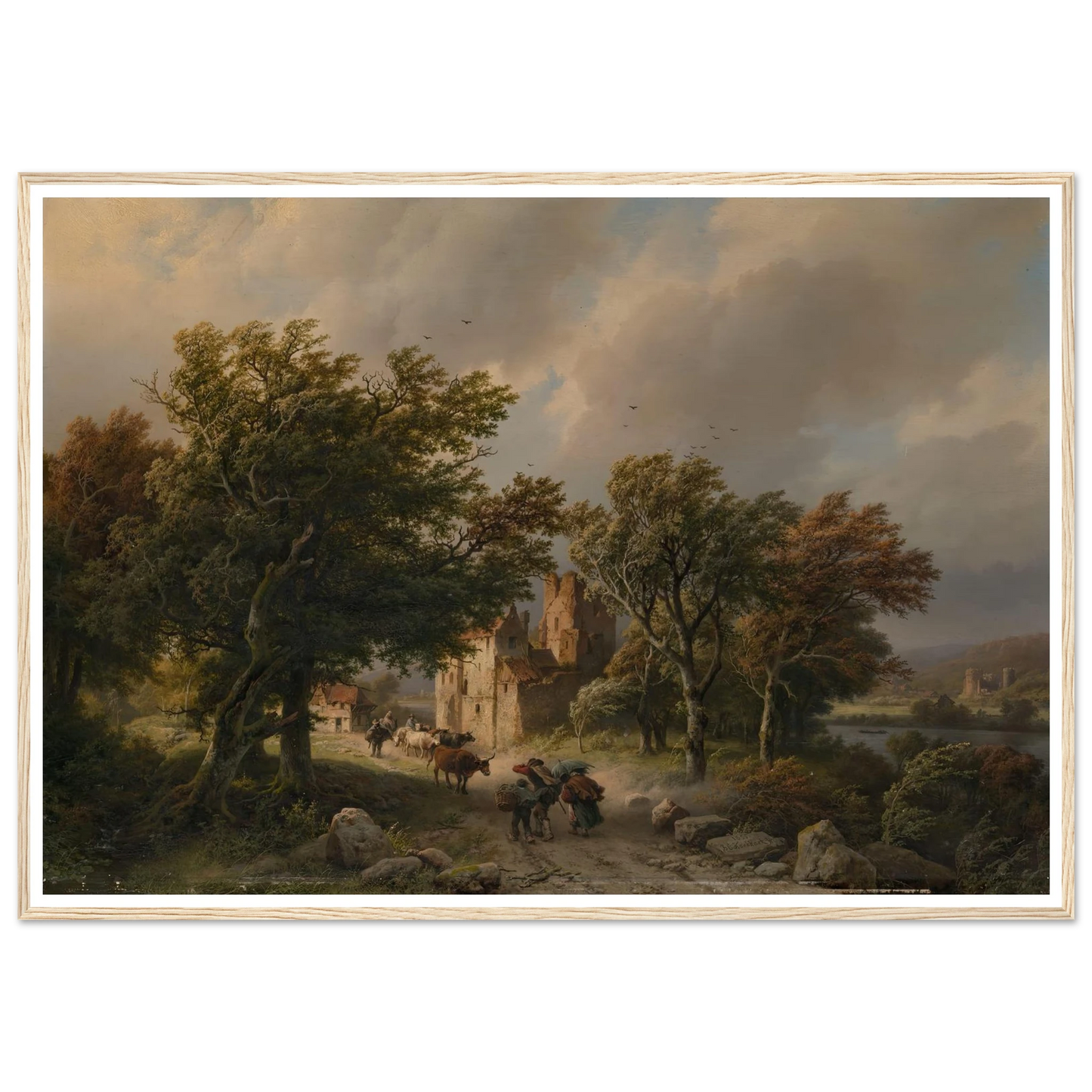 De rukwind (1845) Art Print | Barend Cornelis Koekkoek - Framed Poster - 30x40 cm / 12x16″ - Black frame