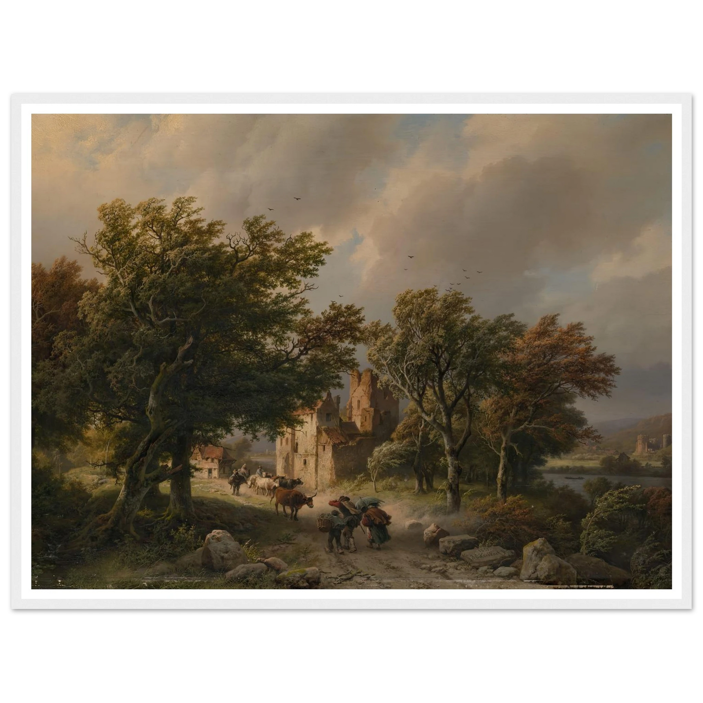De rukwind (1845) Art Print | Barend Cornelis Koekkoek - Framed Poster - 30x40 cm / 12x16″ - Black frame