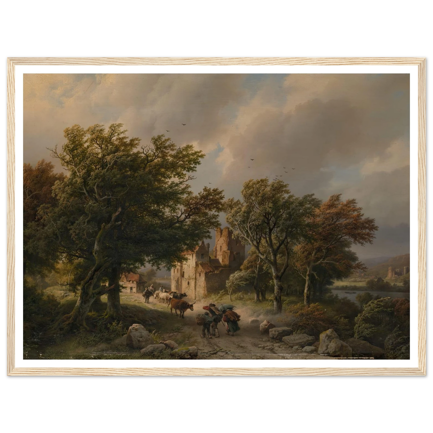 De rukwind (1845) Art Print | Barend Cornelis Koekkoek - Framed Poster - 30x40 cm / 12x16″ - Black frame