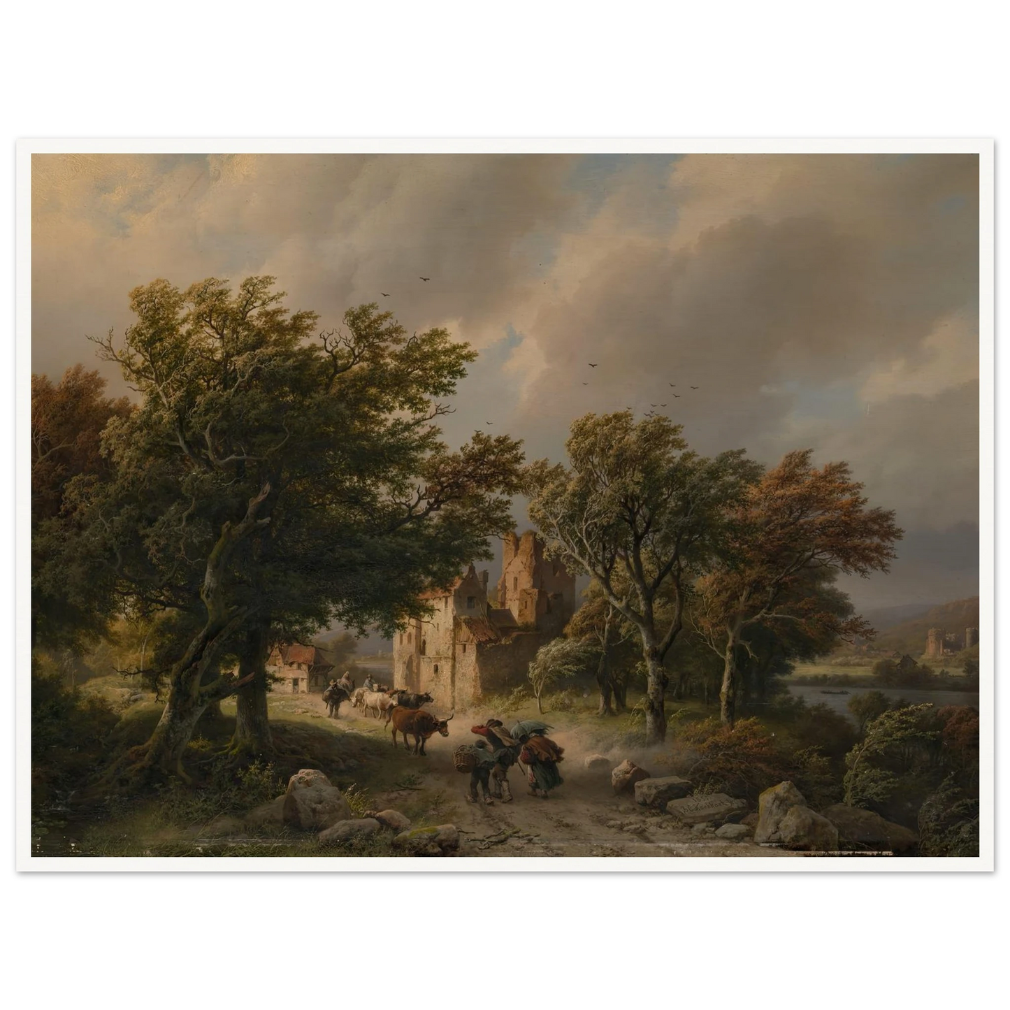 De rukwind (1845) Art Print | Barend Cornelis Koekkoek - Framed Poster - 30x40 cm / 12x16″ - Black frame