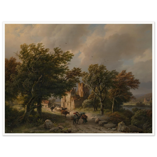 De rukwind (1845) Art Print | Barend Cornelis Koekkoek - Framed Poster - 30x40 cm / 12x16″ - Black frame