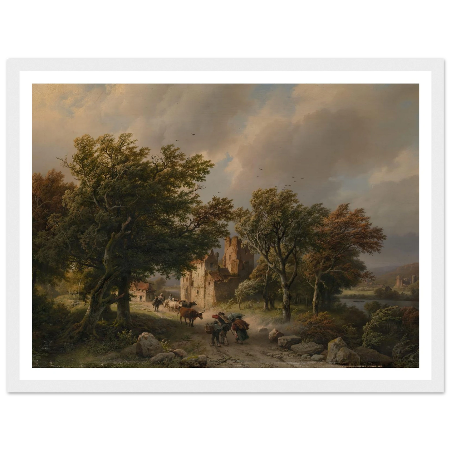 De rukwind (1845) Art Print | Barend Cornelis Koekkoek - Framed Poster - 30x40 cm / 12x16″ - Black frame