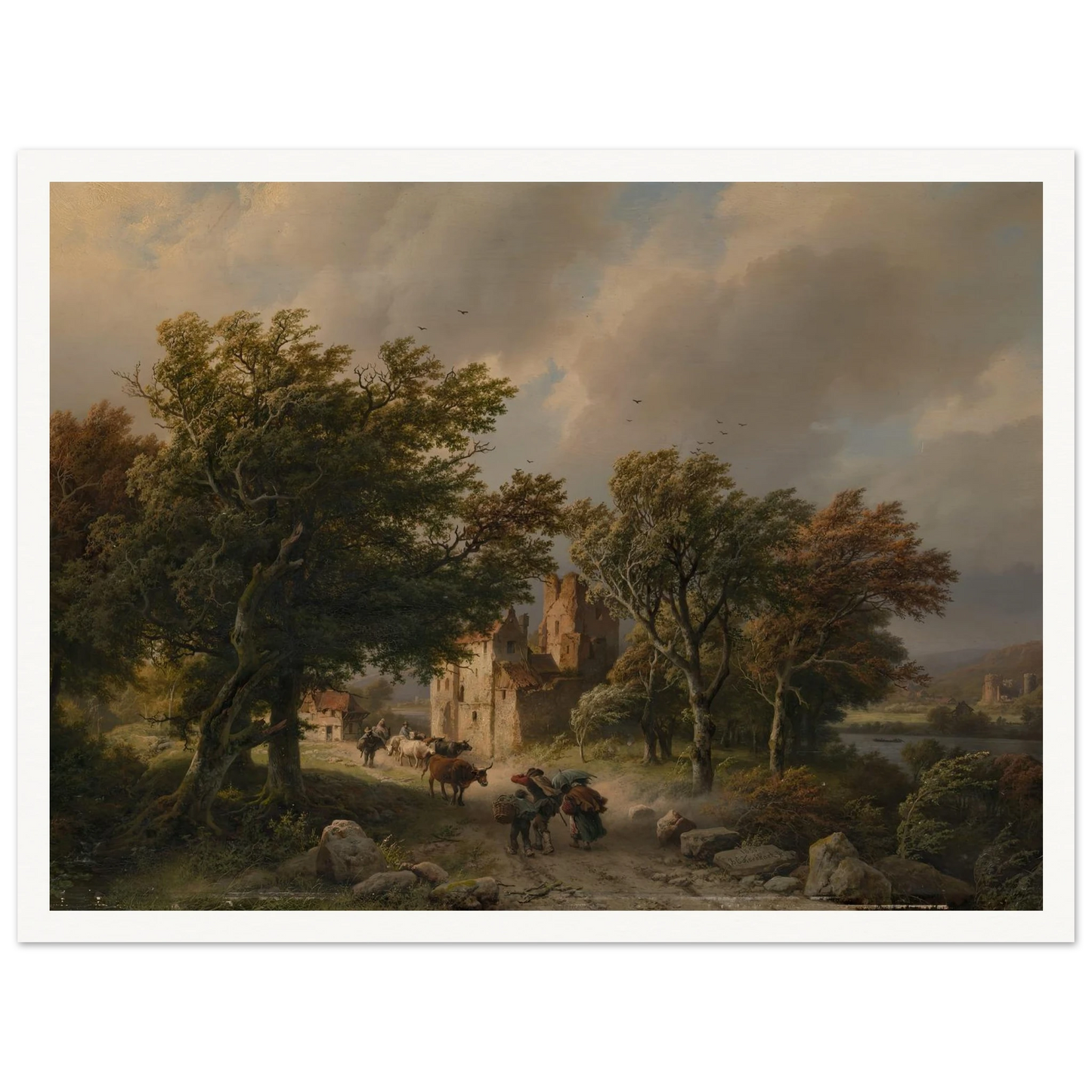 De rukwind (1845) Art Print | Barend Cornelis Koekkoek - Framed Poster - 30x40 cm / 12x16″ - Black frame