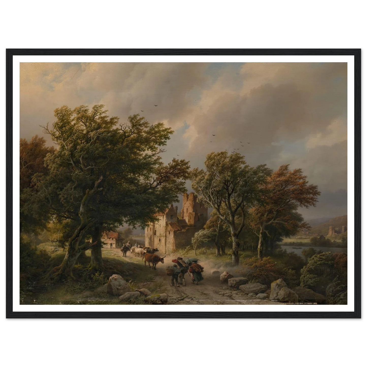 De rukwind (1845) Art Print | Barend Cornelis Koekkoek - Framed Poster - 30x40 cm / 12x16″ - Black frame