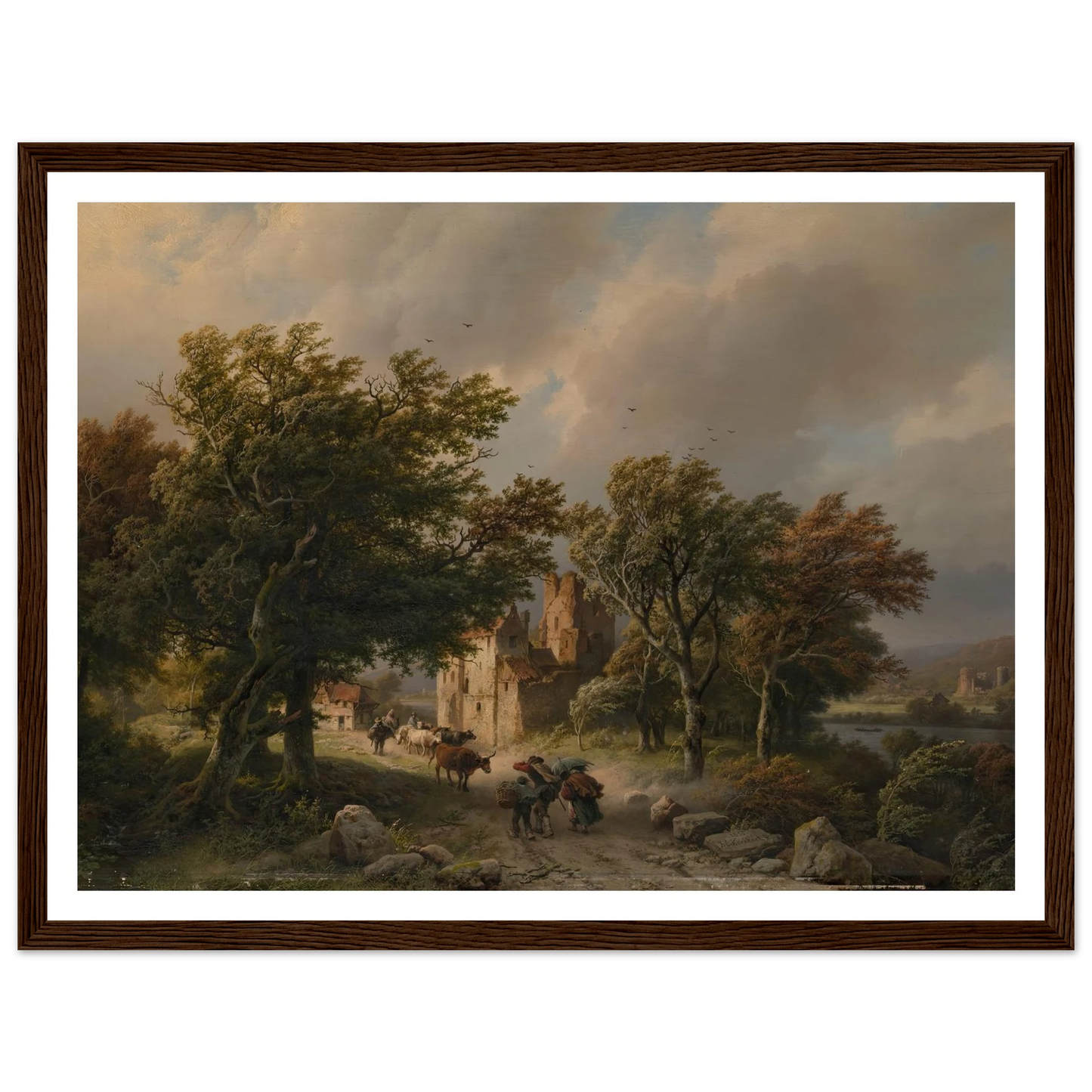 De rukwind (1845) Art Print | Barend Cornelis Koekkoek - Framed Poster - 30x40 cm / 12x16″ - Black frame