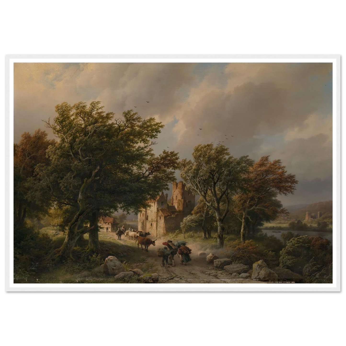 De rukwind (1845) Art Print | Barend Cornelis Koekkoek - Framed Poster - 30x40 cm / 12x16″ - Black frame