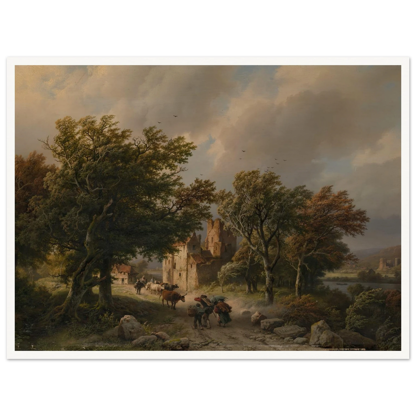 De rukwind (1845) Art Print | Barend Cornelis Koekkoek - Framed Poster - 30x40 cm / 12x16″ - Black frame