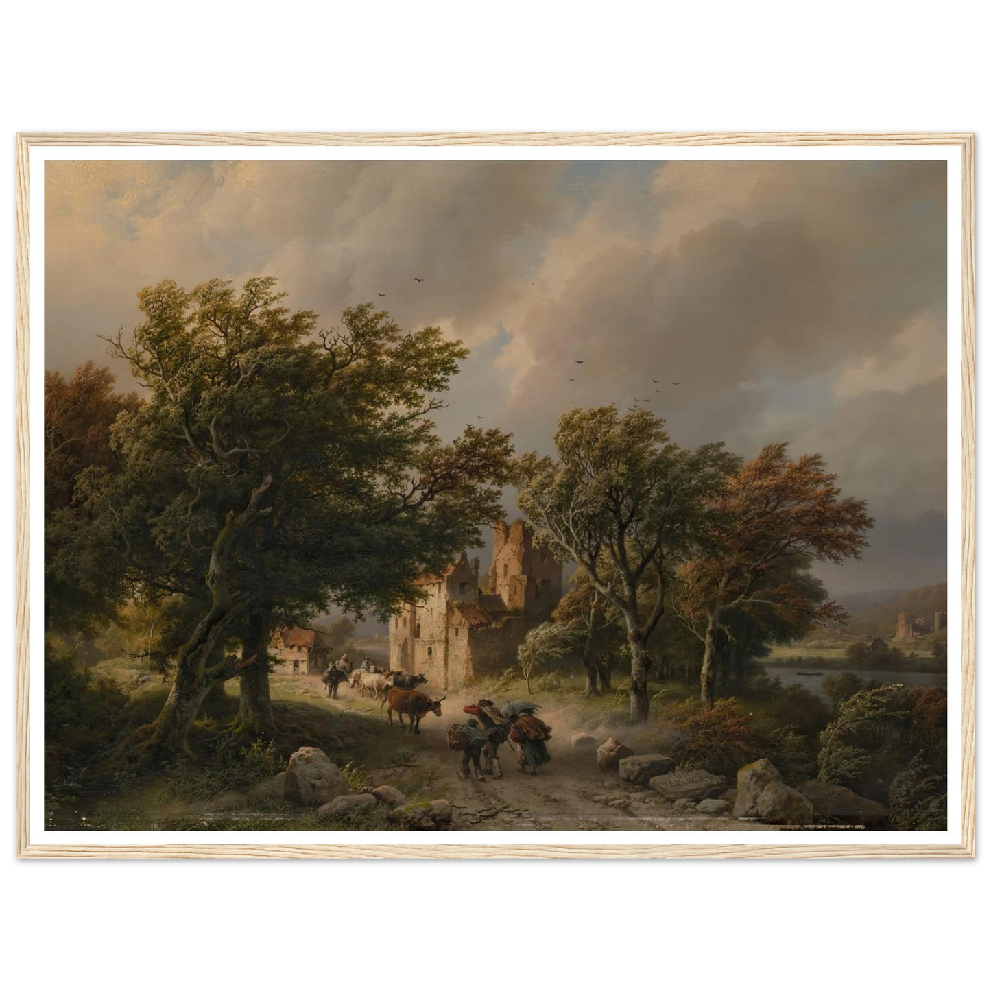 De rukwind (1845) Art Print | Barend Cornelis Koekkoek - Framed Poster - 30x40 cm / 12x16″ - Black frame
