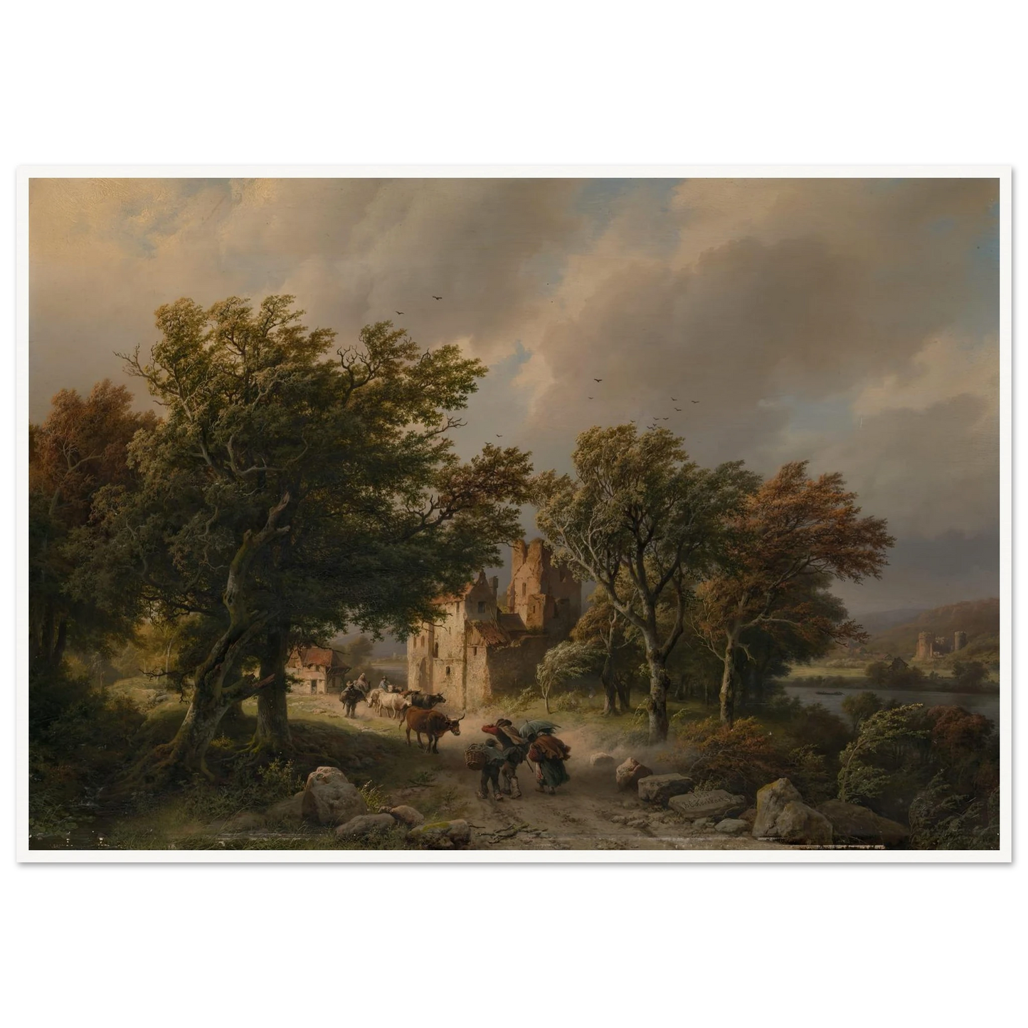 De rukwind (1845) Art Print | Barend Cornelis Koekkoek - Framed Poster - 30x40 cm / 12x16″ - Black frame