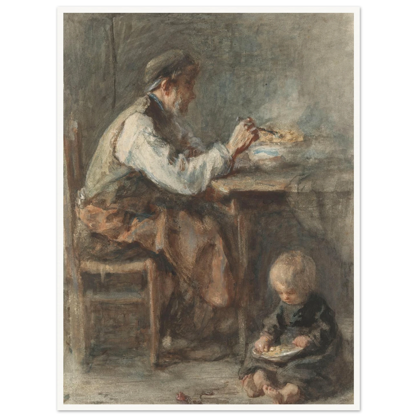 De schoenmaker (1834 - 1911) Art Print | Jozef Israels - Framed Poster - 30x40 cm / 12x16″ - Black frame