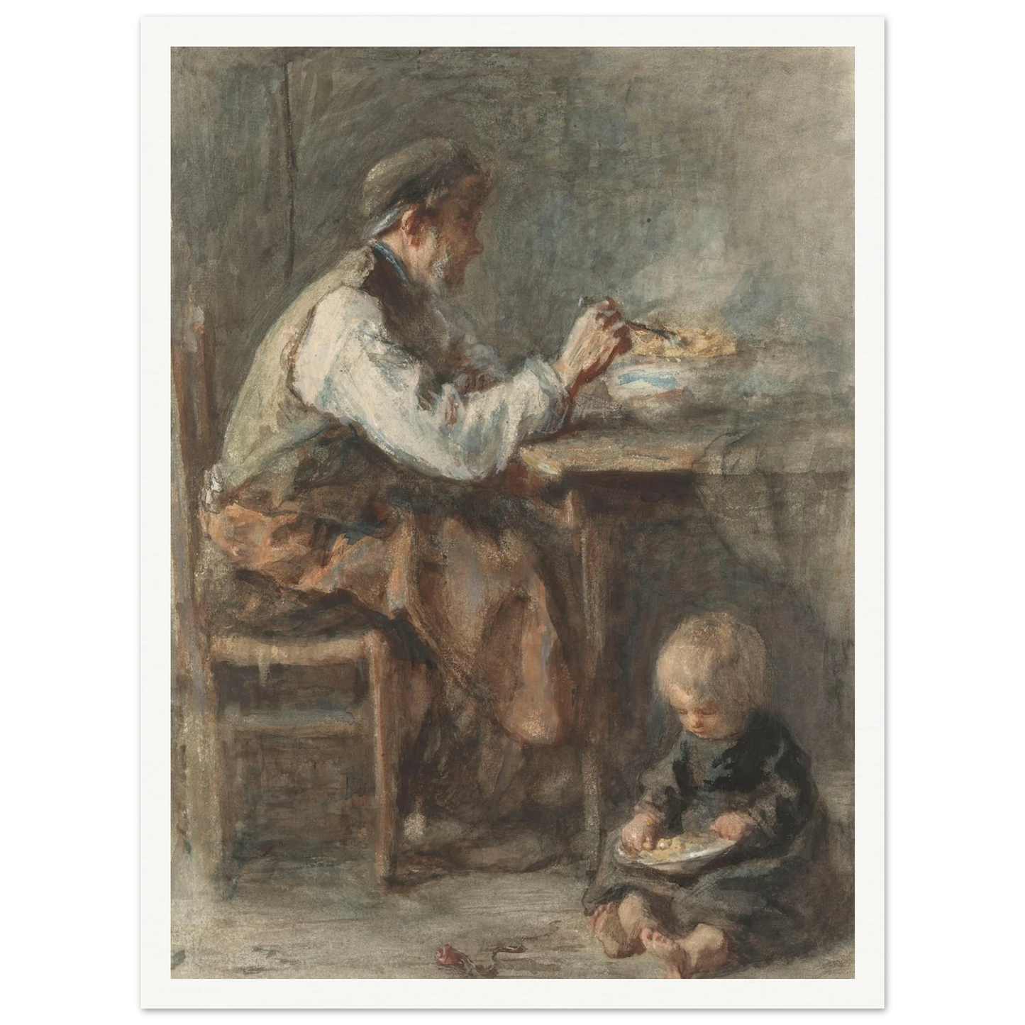 De schoenmaker (1834 - 1911) Art Print | Jozef Israels - Framed Poster - 30x40 cm / 12x16″ - Black frame