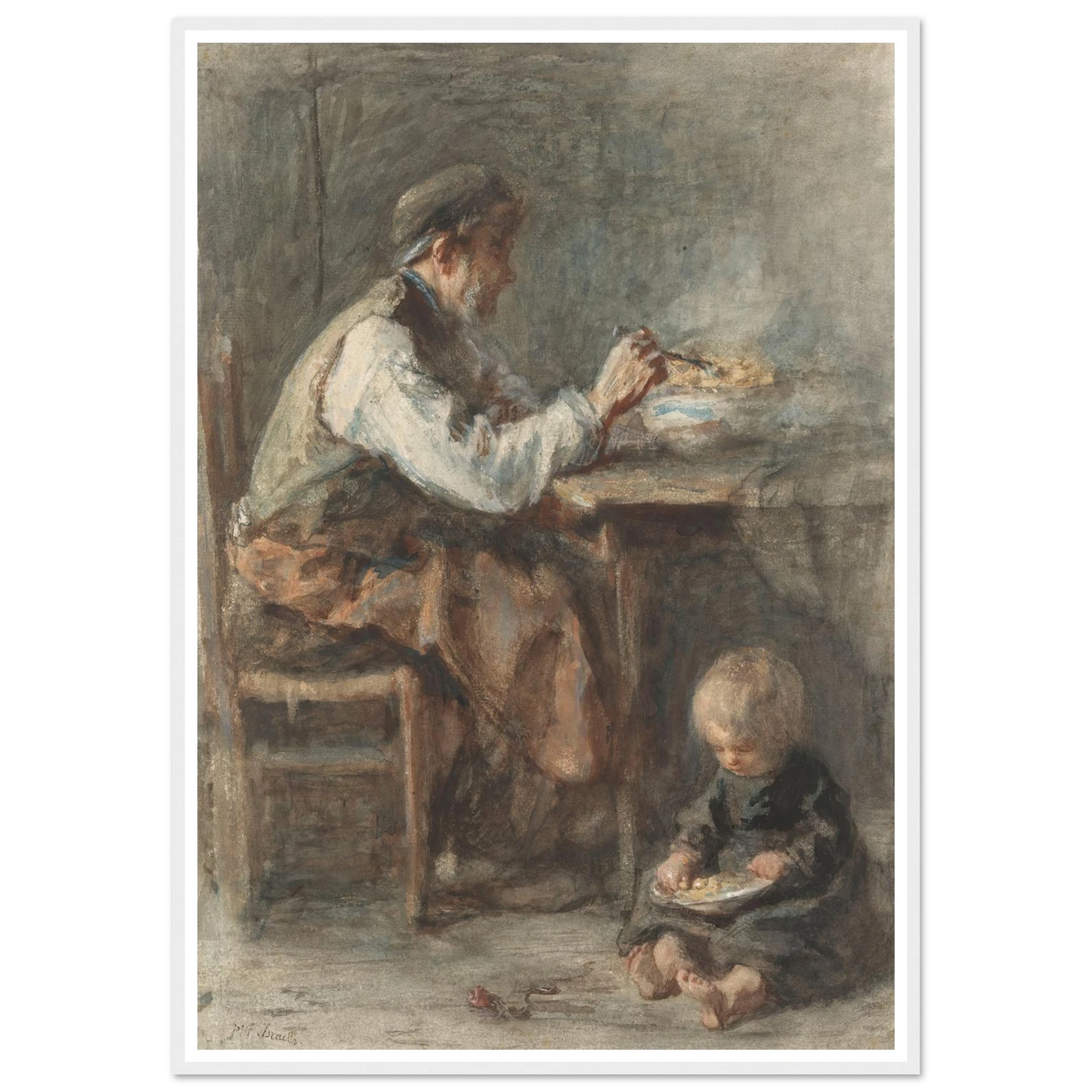 De schoenmaker (1834 - 1911) Art Print | Jozef Israels - Framed Poster - 30x40 cm / 12x16″ - Black frame