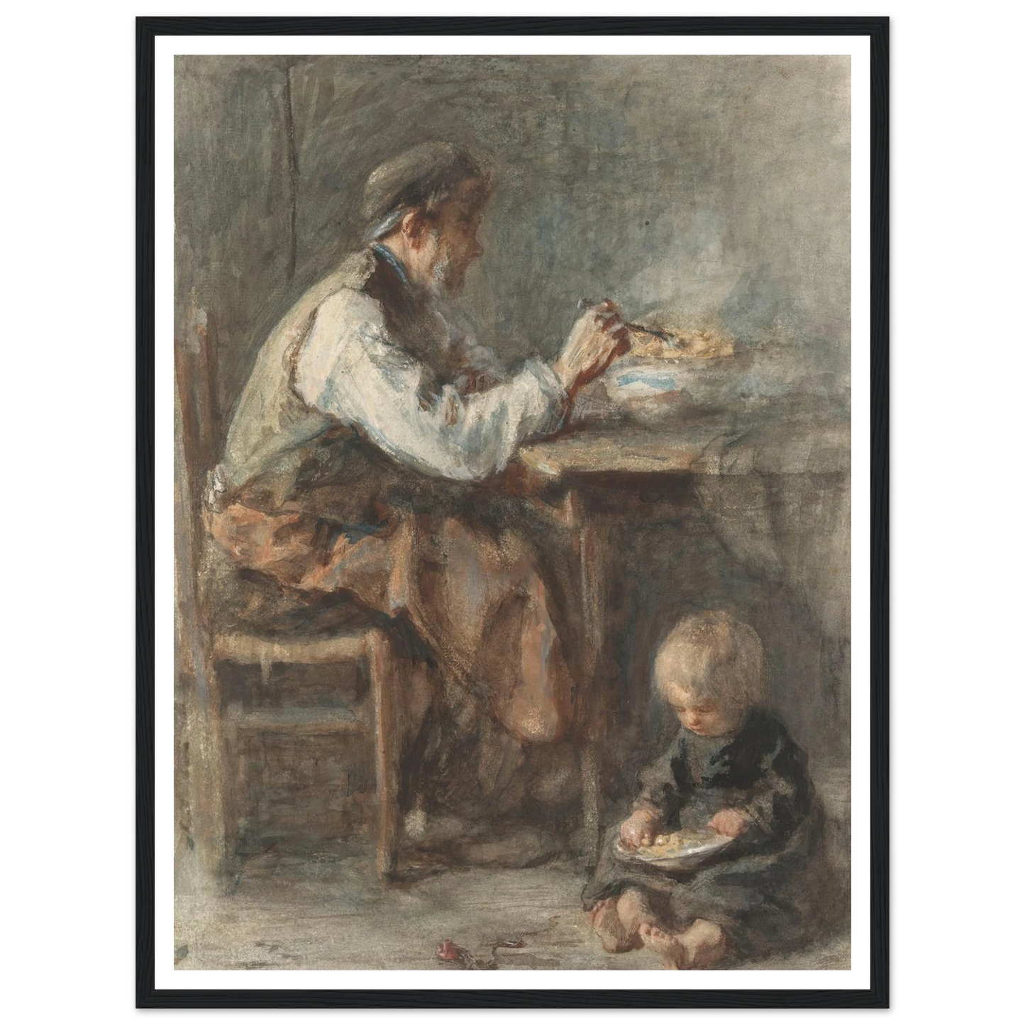 De schoenmaker (1834 - 1911) Art Print | Jozef Israels - Framed Poster - 30x40 cm / 12x16″ - Black frame