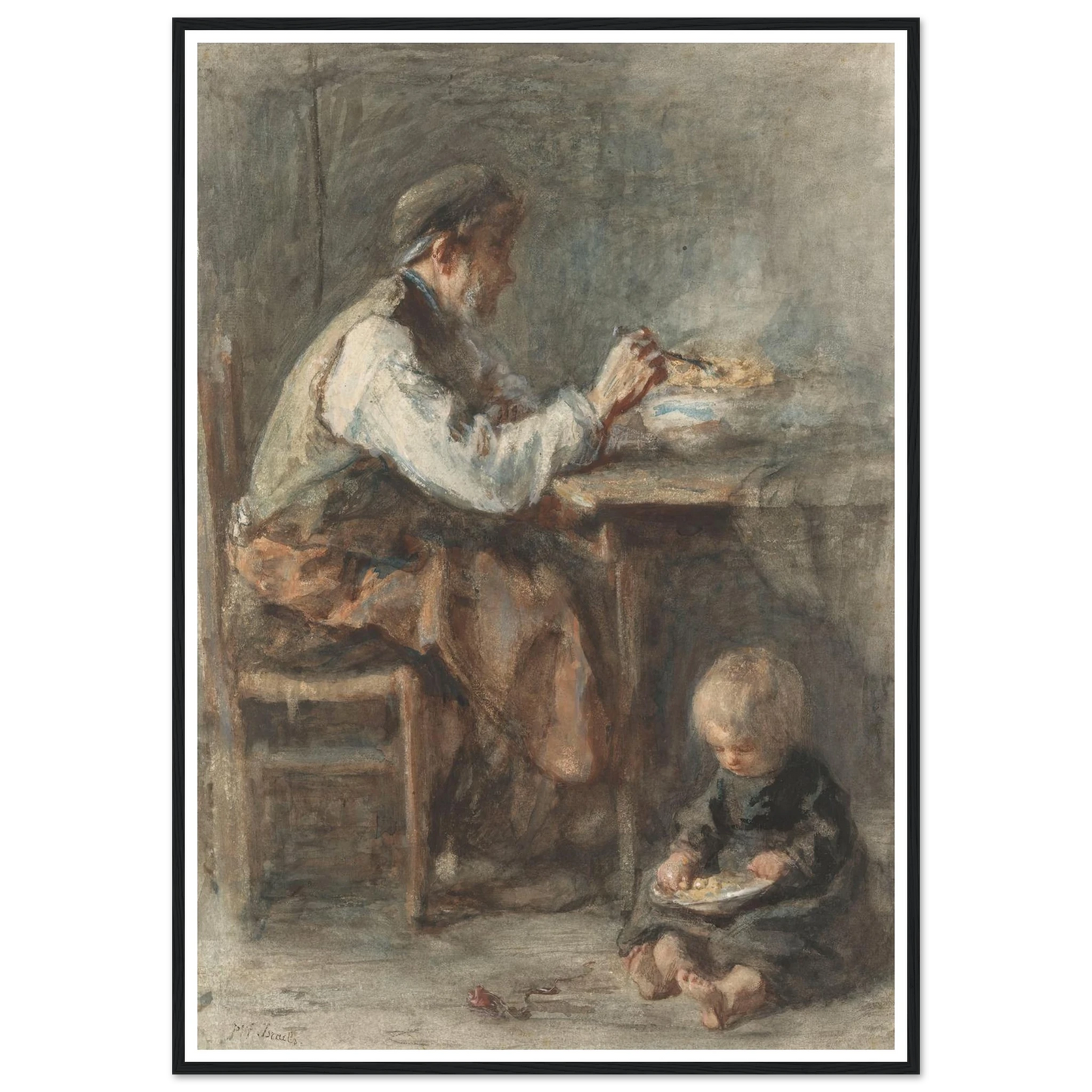 De schoenmaker (1834 - 1911) Art Print | Jozef Israels - Framed Poster - 30x40 cm / 12x16″ - Black frame