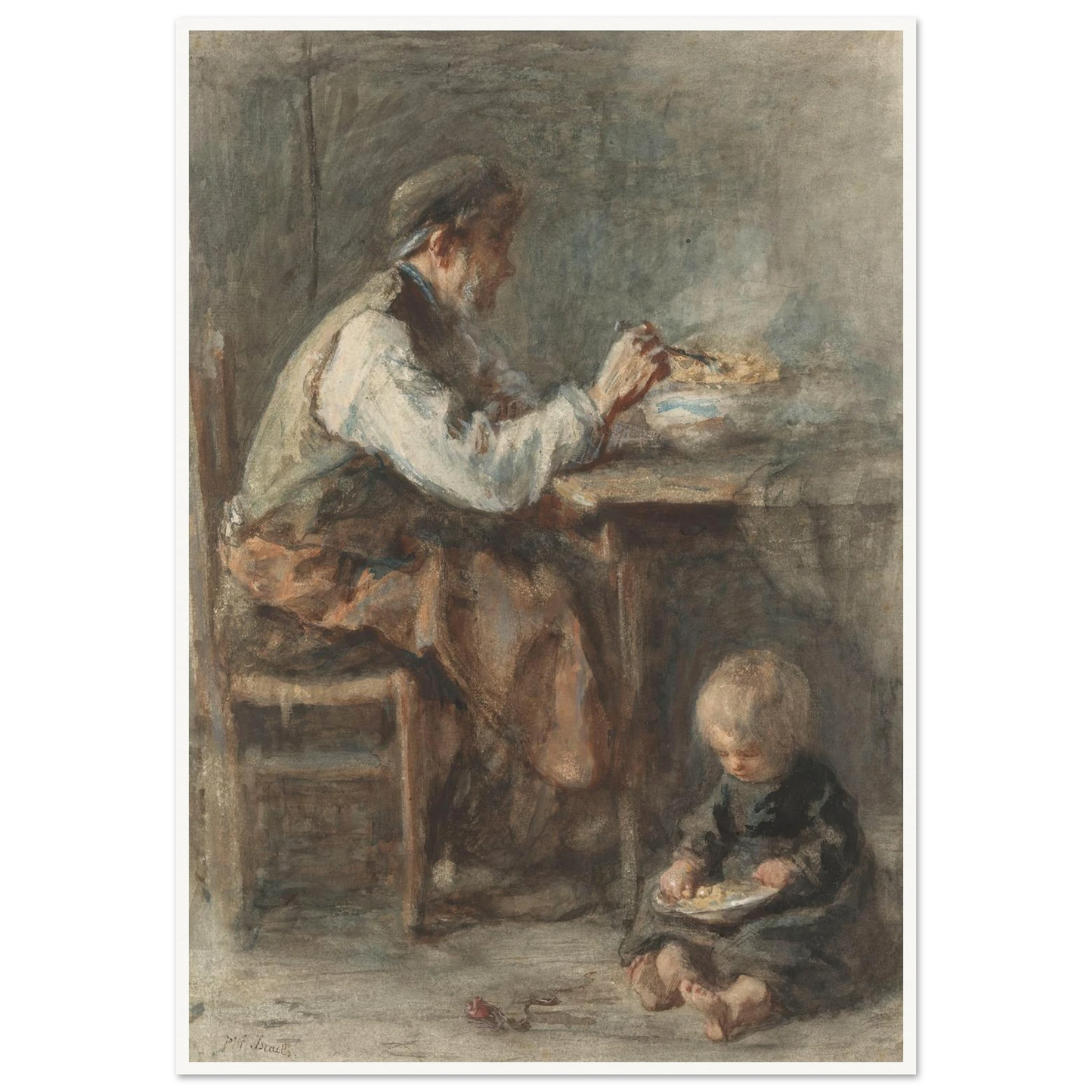 De schoenmaker (1834 - 1911) Art Print | Jozef Israels - Framed Poster - 30x40 cm / 12x16″ - Black frame