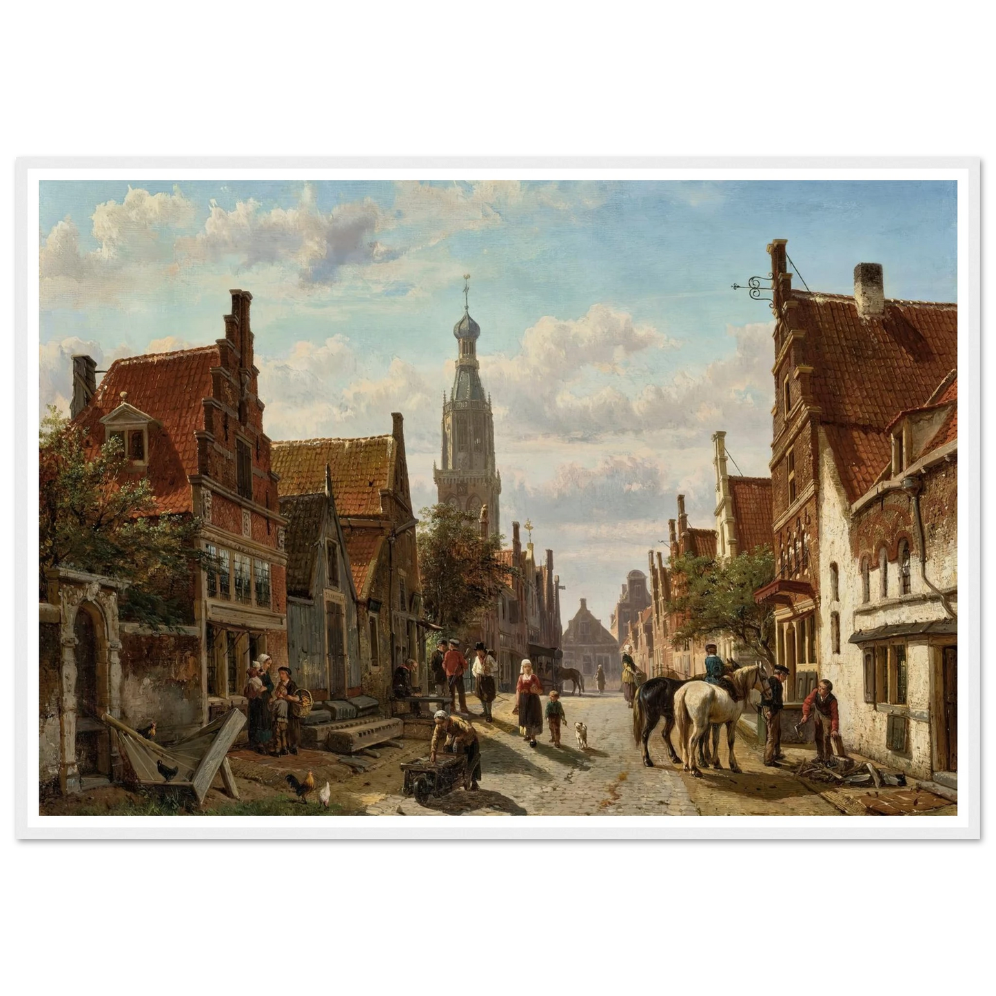 De Vijzelstraat te Enkhuizen (1866) Art Print | Cornelis Springer - Framed Poster - 30x40 cm / 12x16″ - Black frame