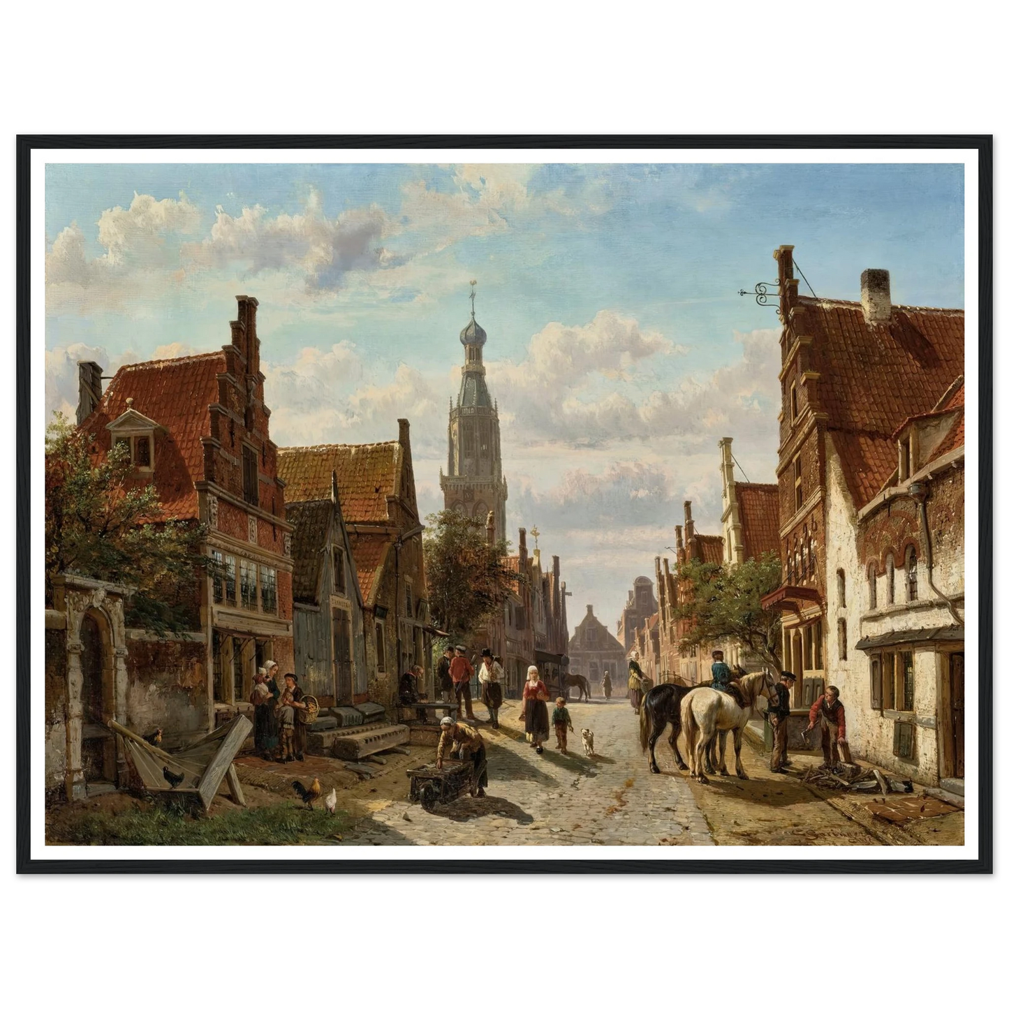De Vijzelstraat te Enkhuizen (1866) Art Print | Cornelis Springer - Framed Poster - 30x40 cm / 12x16″ - Black frame