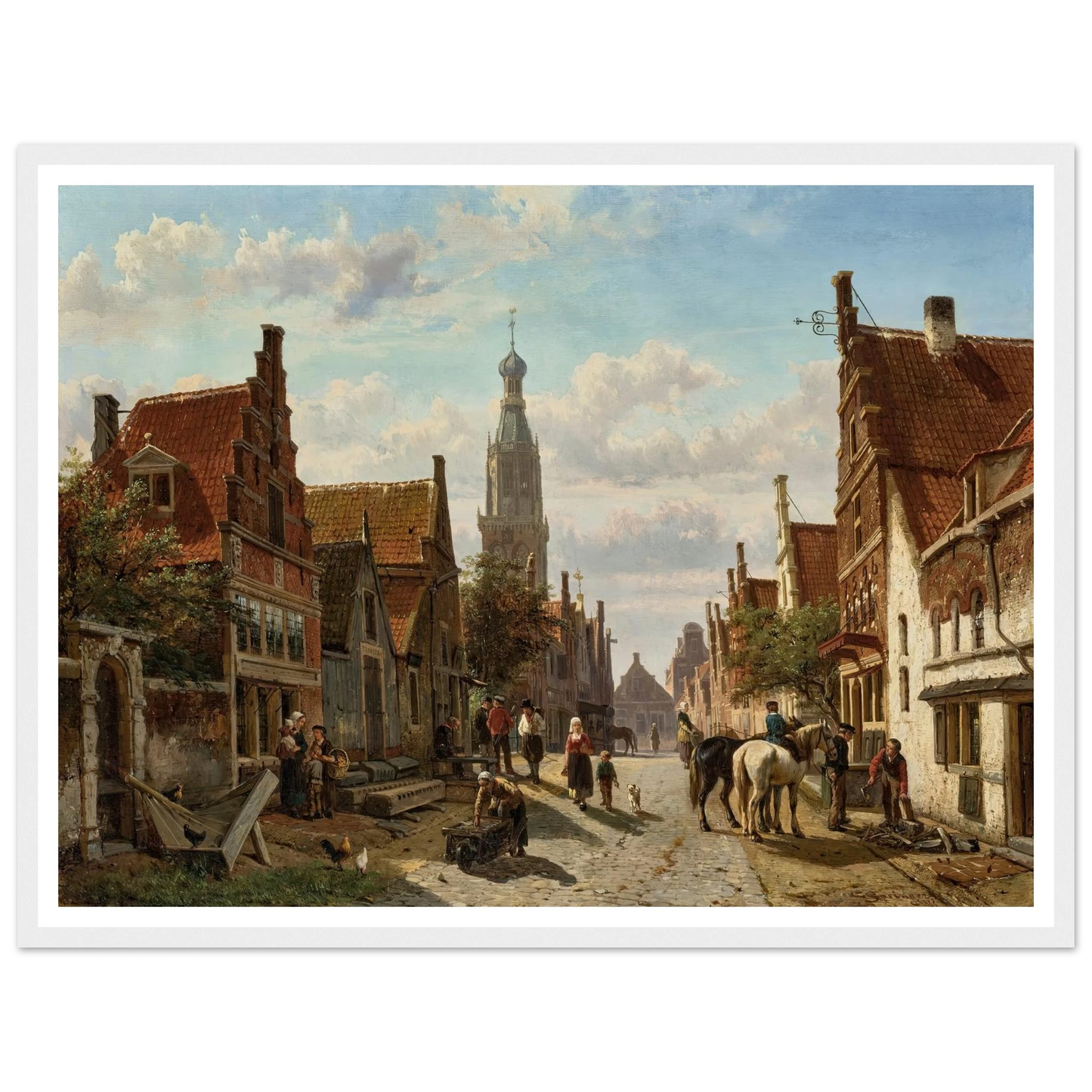 De Vijzelstraat te Enkhuizen (1866) Art Print | Cornelis Springer - Framed Poster - 30x40 cm / 12x16″ - Black frame