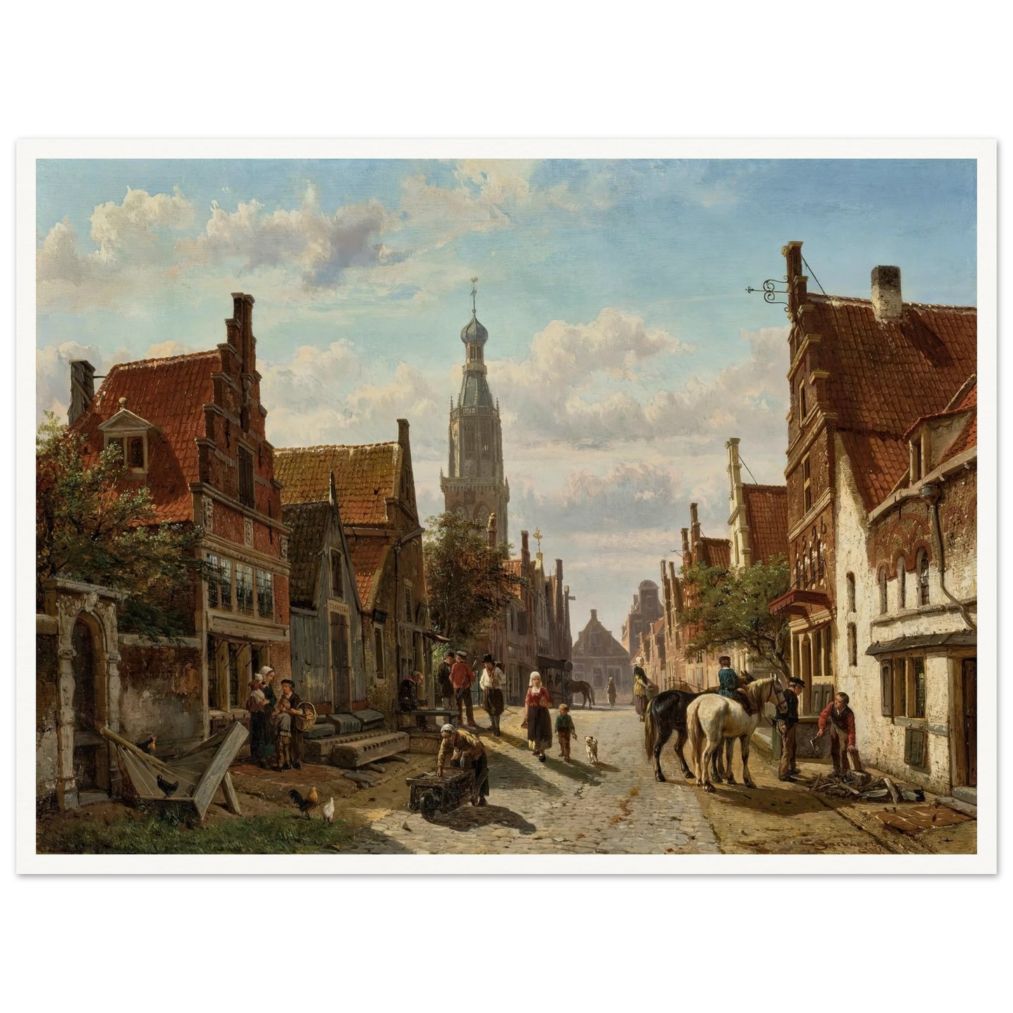 De Vijzelstraat te Enkhuizen (1866) Art Print | Cornelis Springer - Framed Poster - 30x40 cm / 12x16″ - Black frame