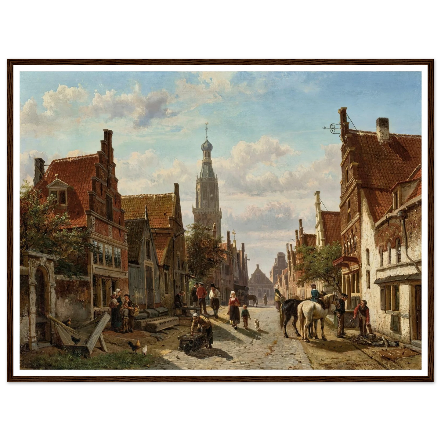 De Vijzelstraat te Enkhuizen (1866) Art Print | Cornelis Springer - Framed Poster - 30x40 cm / 12x16″ - Black frame