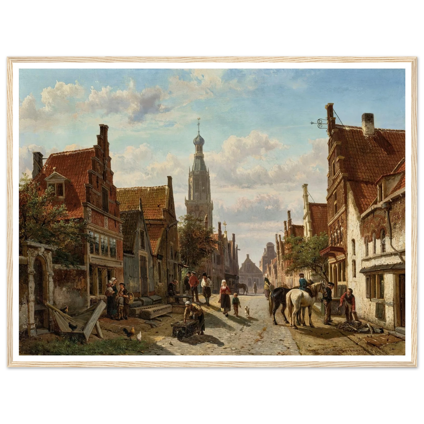 De Vijzelstraat te Enkhuizen (1866) Art Print | Cornelis Springer - Framed Poster - 30x40 cm / 12x16″ - Black frame