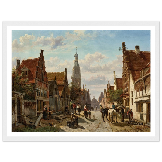 De Vijzelstraat te Enkhuizen (1866) Art Print | Cornelis Springer - Framed Poster - 30x40 cm / 12x16″ - Black frame