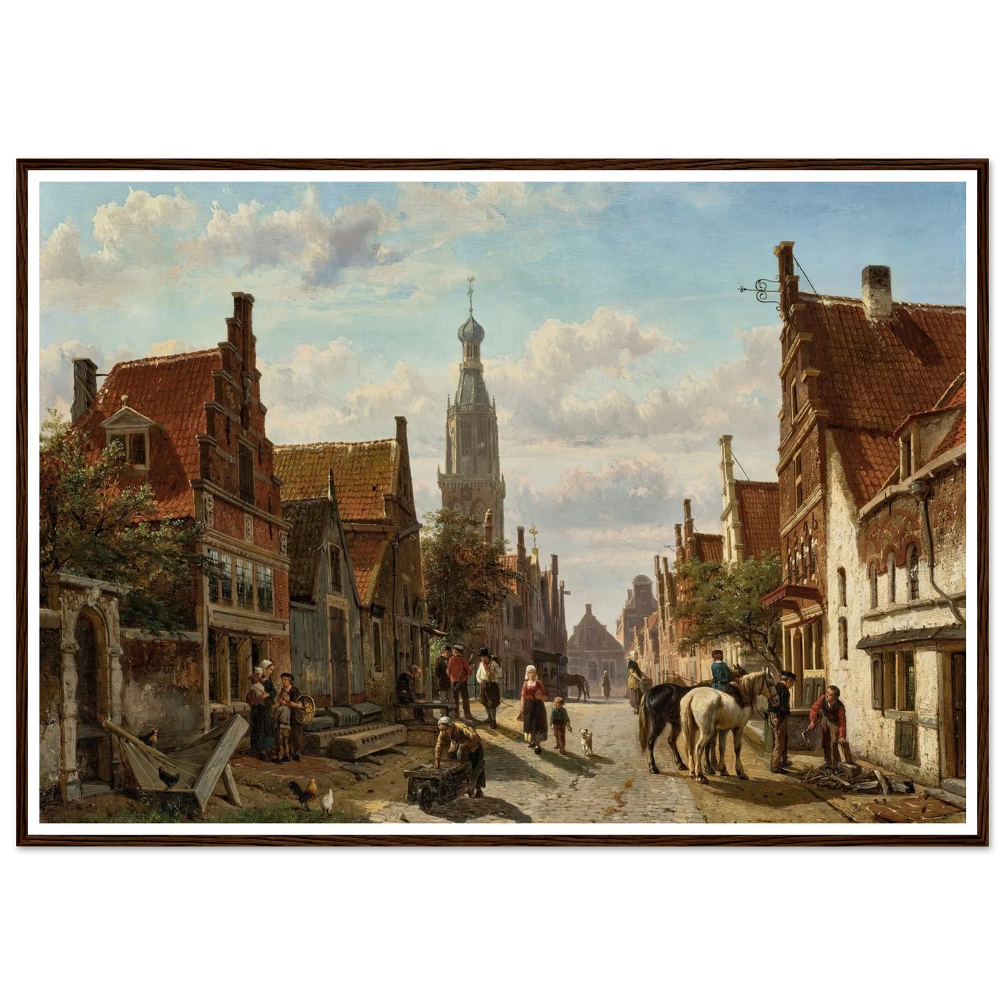De Vijzelstraat te Enkhuizen (1866) Art Print | Cornelis Springer - Framed Poster - 30x40 cm / 12x16″ - Black frame
