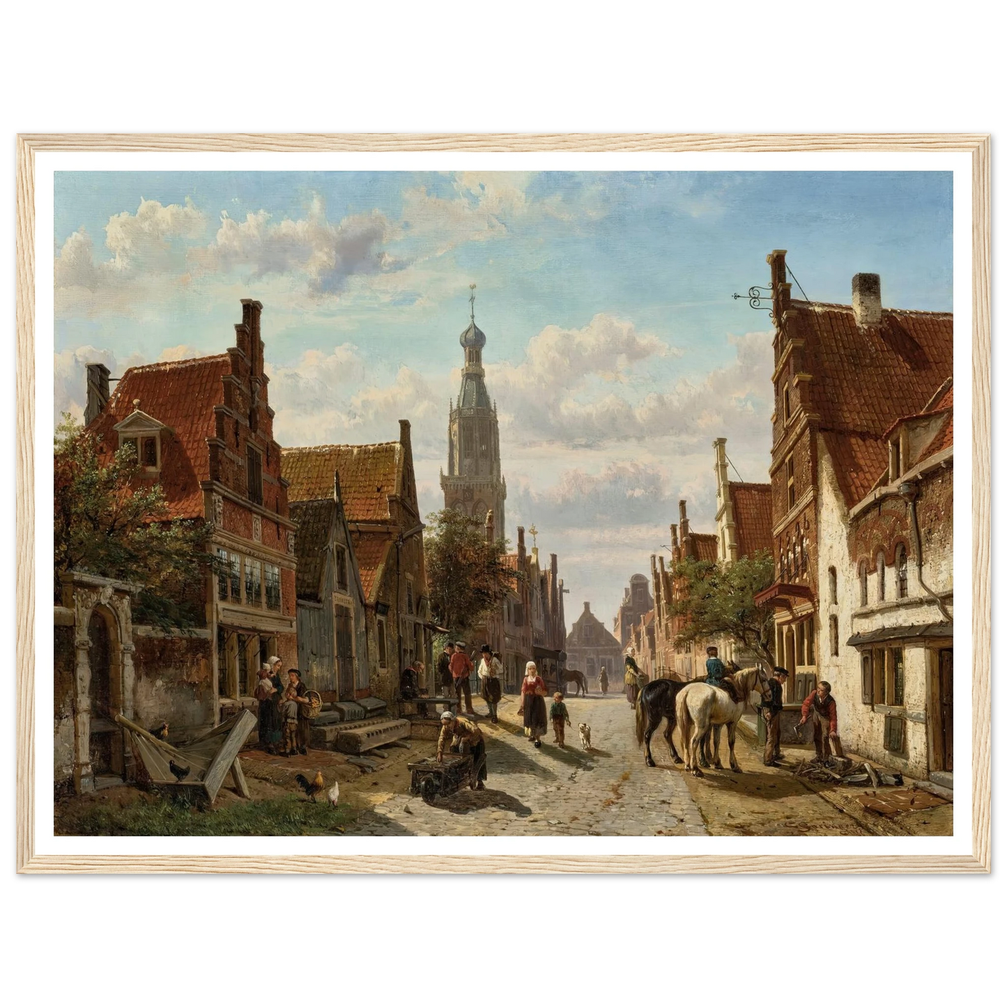 De Vijzelstraat te Enkhuizen (1866) Art Print | Cornelis Springer - Framed Poster - 30x40 cm / 12x16″ - Black frame