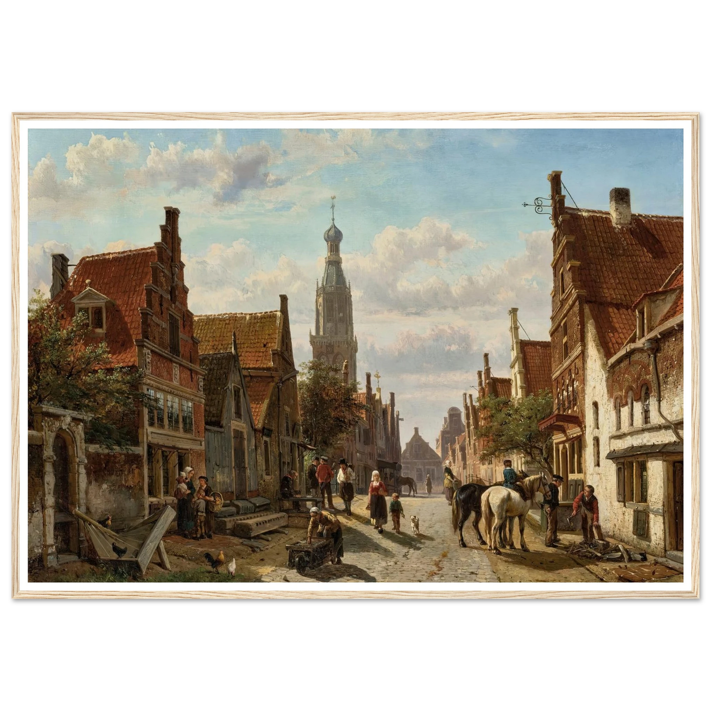 De Vijzelstraat te Enkhuizen (1866) Art Print | Cornelis Springer - Framed Poster - 30x40 cm / 12x16″ - Black frame