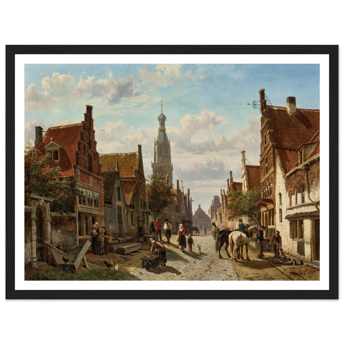 De Vijzelstraat te Enkhuizen (1866) Art Print | Cornelis Springer - Framed Poster - 30x40 cm / 12x16″ - Black frame