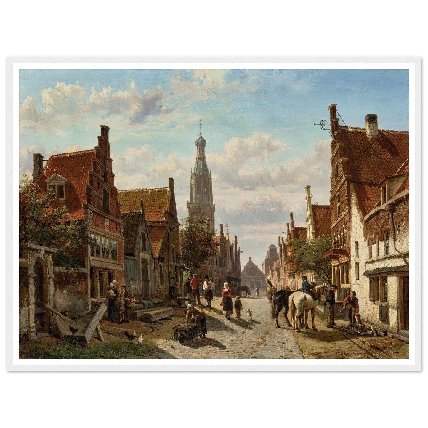 De Vijzelstraat te Enkhuizen (1866) Art Print | Cornelis Springer - Framed Poster - 30x40 cm / 12x16″ - Black frame