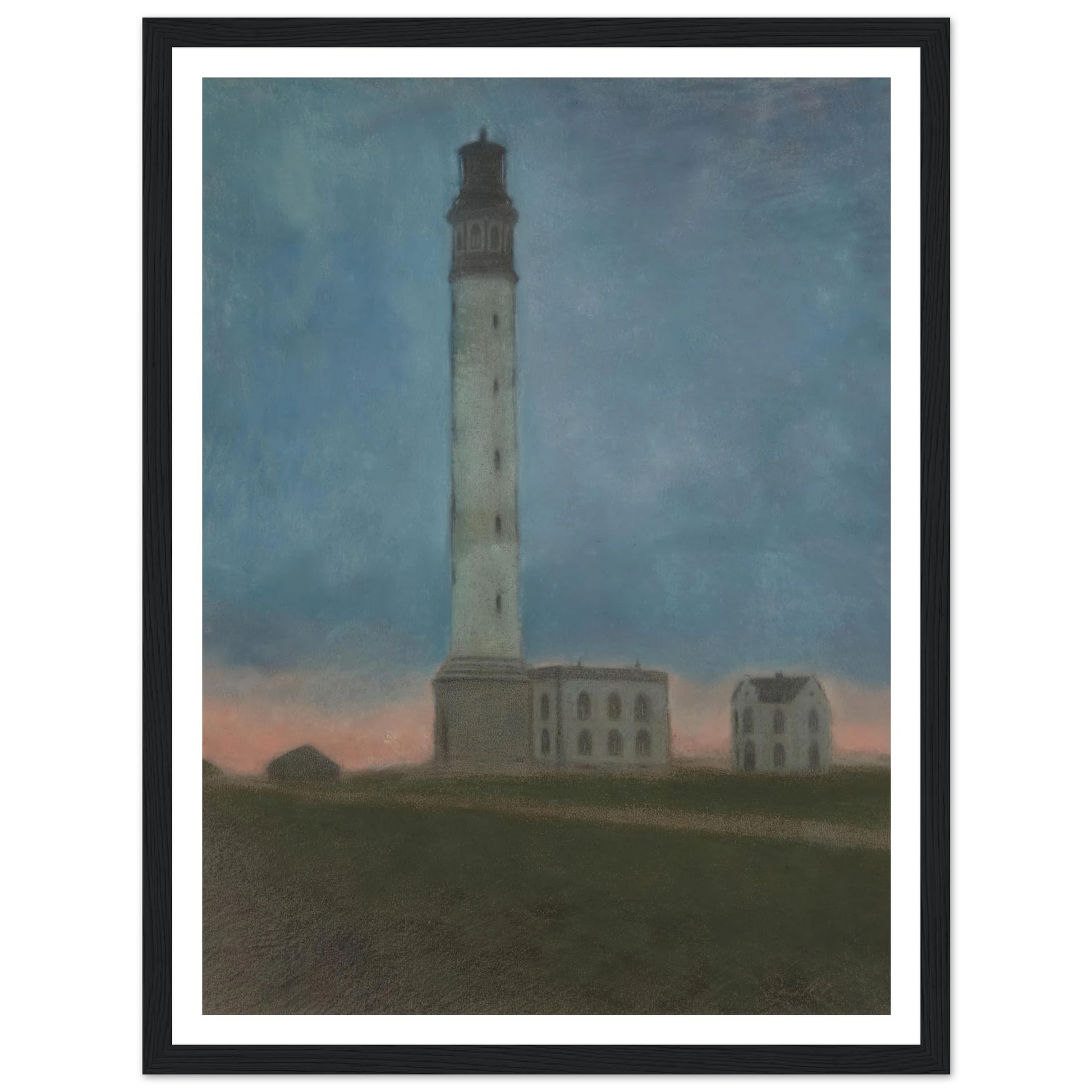De vuurtoren van Oostende bij zonsopgang (1909) Art Print | Leon Spilliaert - Framed Poster - 30x40 cm / 12x16″ - Black frame