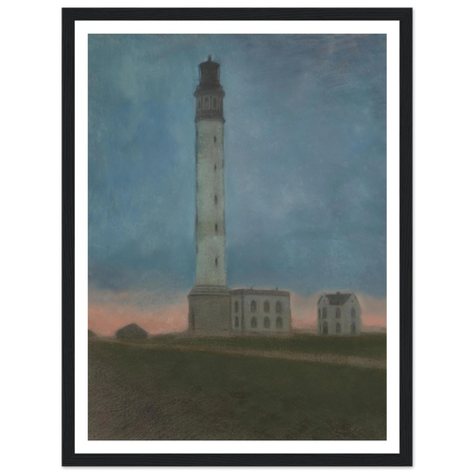 De vuurtoren van Oostende bij zonsopgang (1909) Art Print | Leon Spilliaert - Framed Poster - 30x40 cm / 12x16″ - Black frame