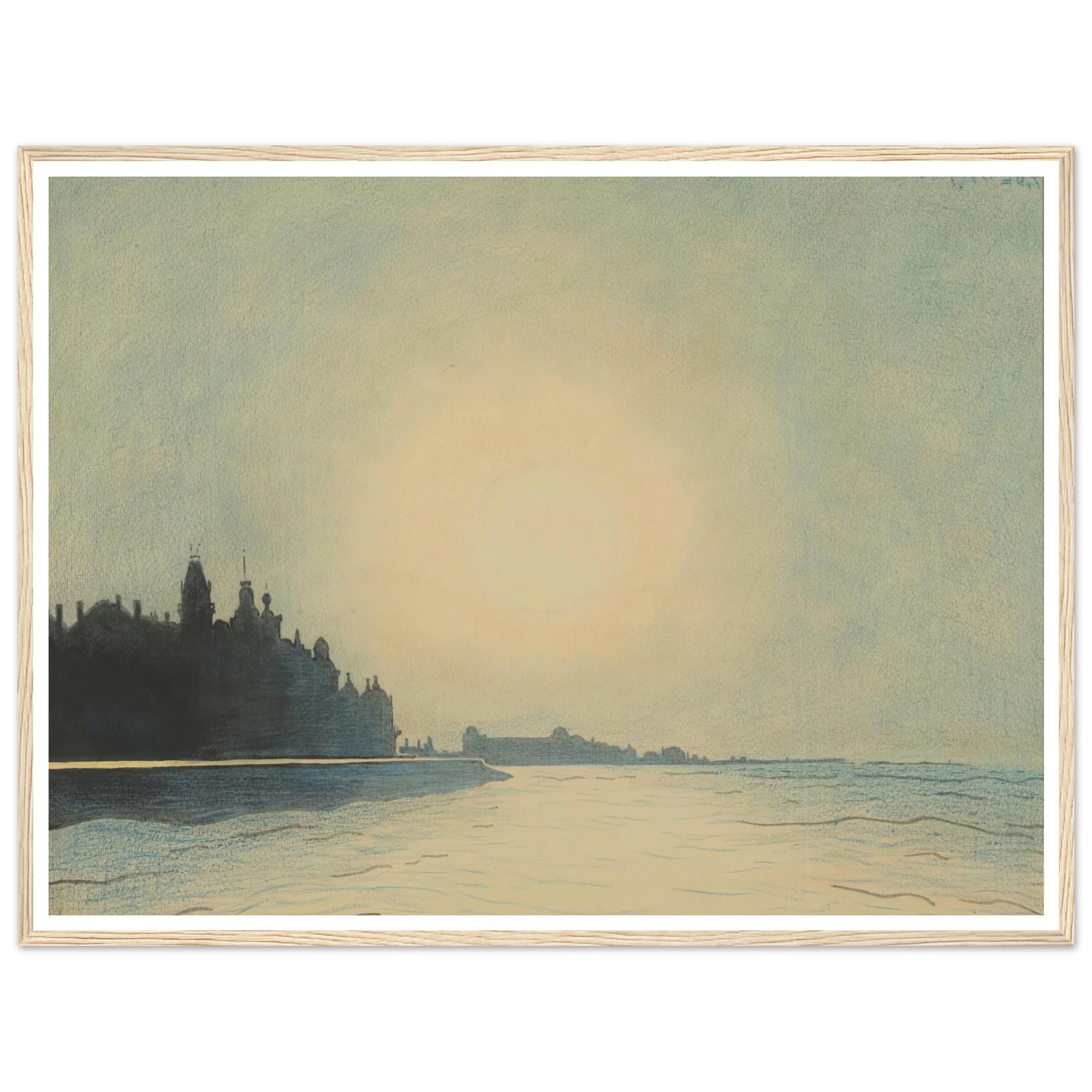 De zeedijk te Oostende van op het staketsel gezien (1910) Art Print | Leon Spilliaert - Framed Poster - 30x40 cm / 12x16″ - Black frame