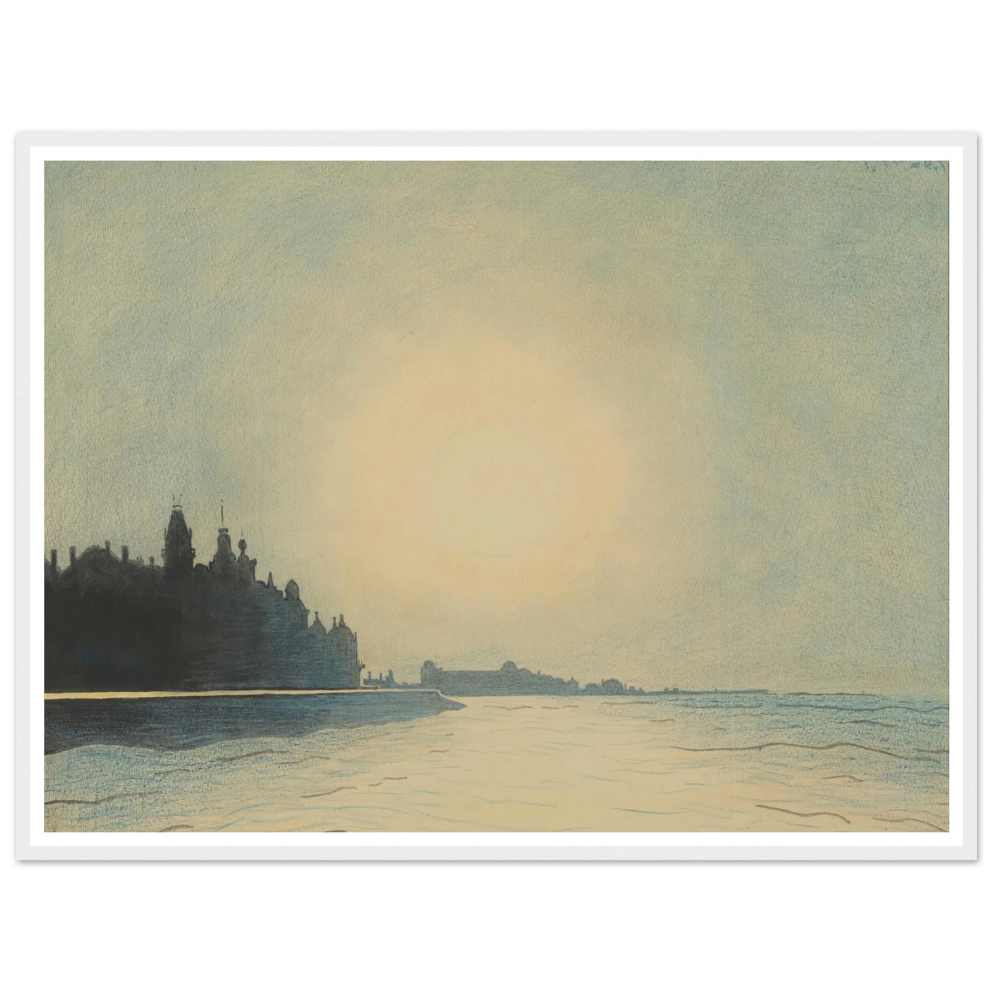 De zeedijk te Oostende van op het staketsel gezien (1910) Art Print | Leon Spilliaert - Framed Poster - 30x40 cm / 12x16″ - Black frame