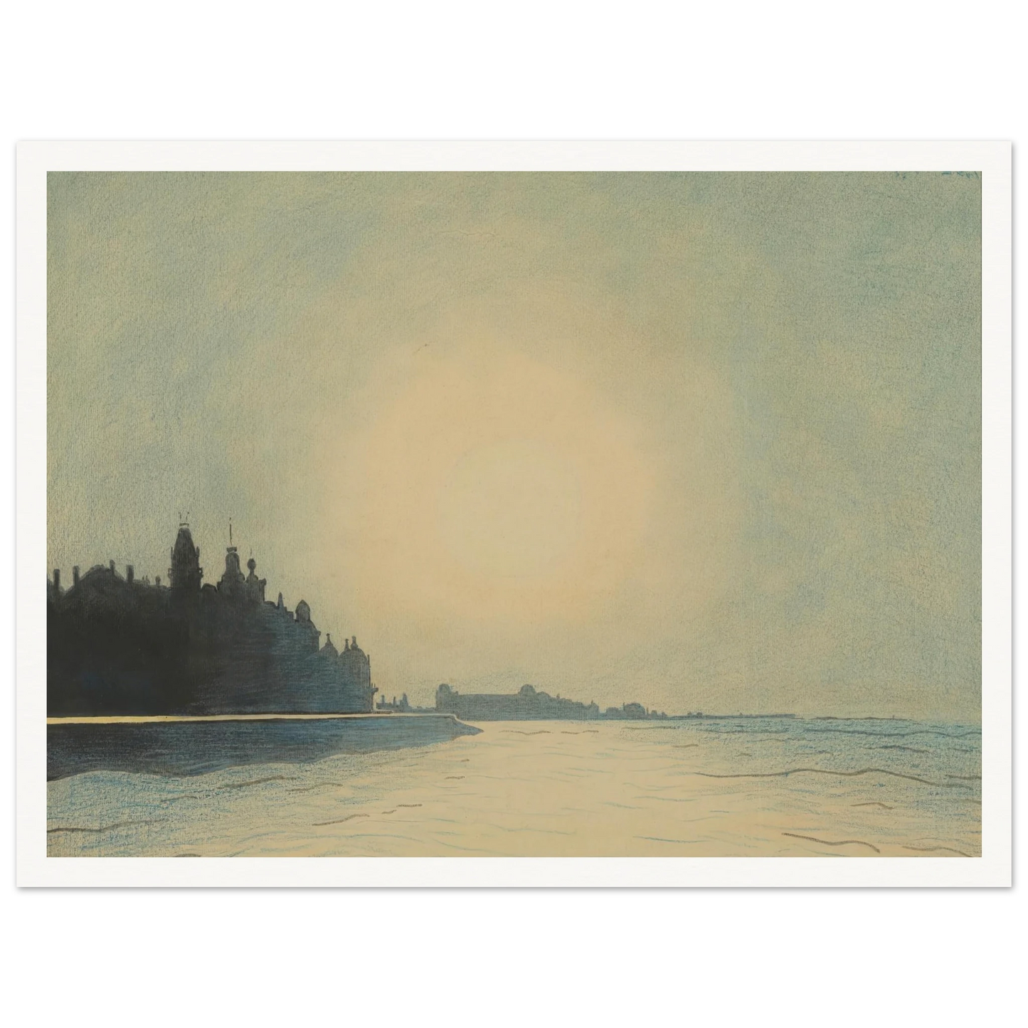 De zeedijk te Oostende van op het staketsel gezien (1910) Art Print | Leon Spilliaert - Framed Poster - 30x40 cm / 12x16″ - Black frame