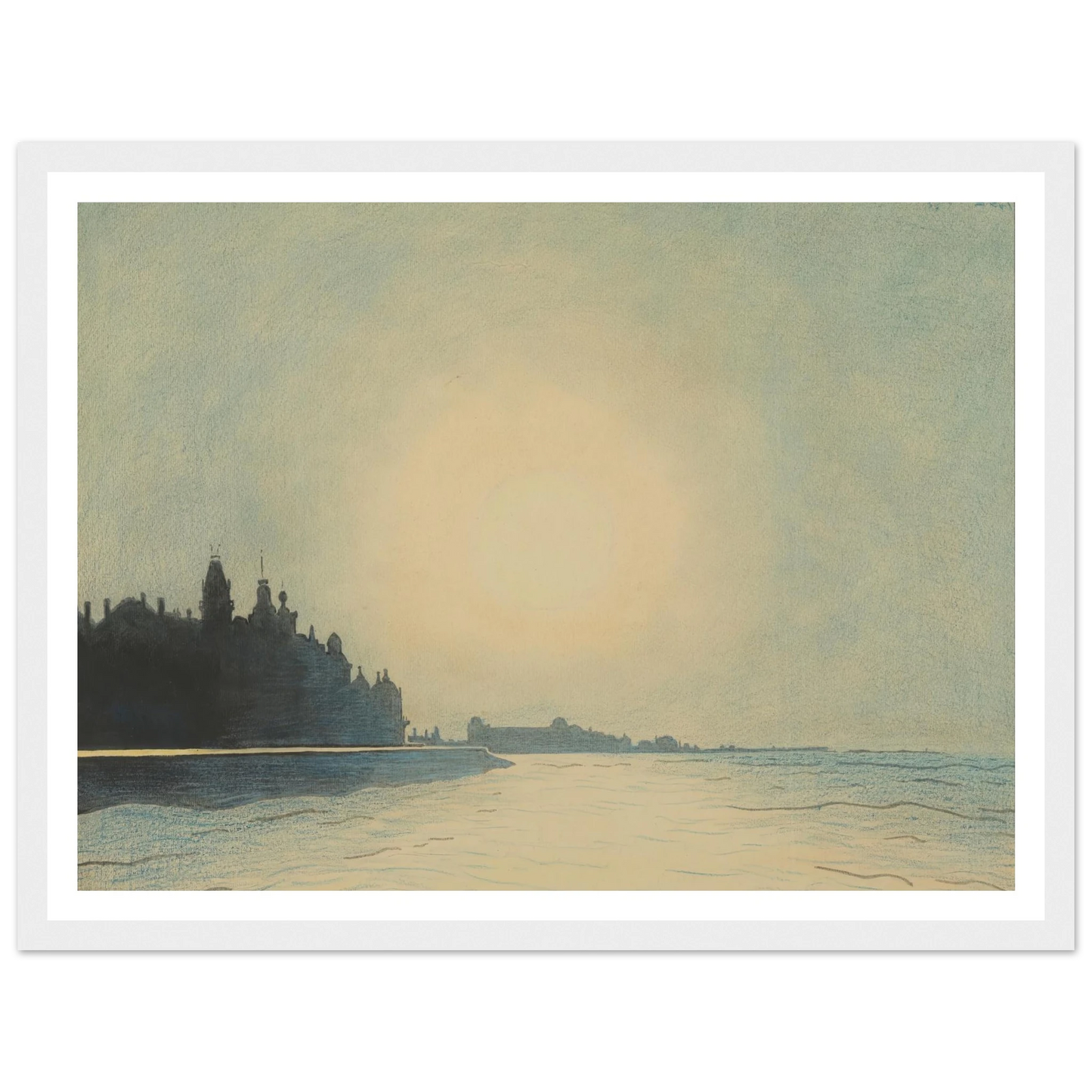 De zeedijk te Oostende van op het staketsel gezien (1910) Art Print | Leon Spilliaert - Framed Poster - 30x40 cm / 12x16″ - Black frame