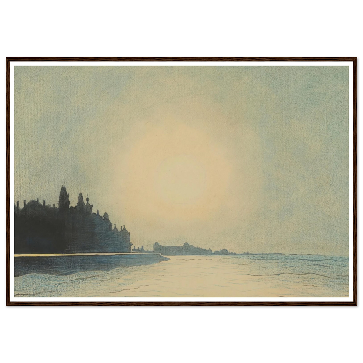 De zeedijk te Oostende van op het staketsel gezien (1910) Art Print | Leon Spilliaert - Framed Poster - 30x40 cm / 12x16″ - Black frame