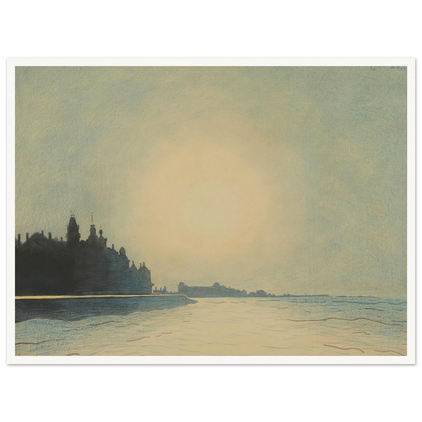 De zeedijk te Oostende van op het staketsel gezien (1910) Art Print | Leon Spilliaert - Framed Poster - 30x40 cm / 12x16″ - Black frame