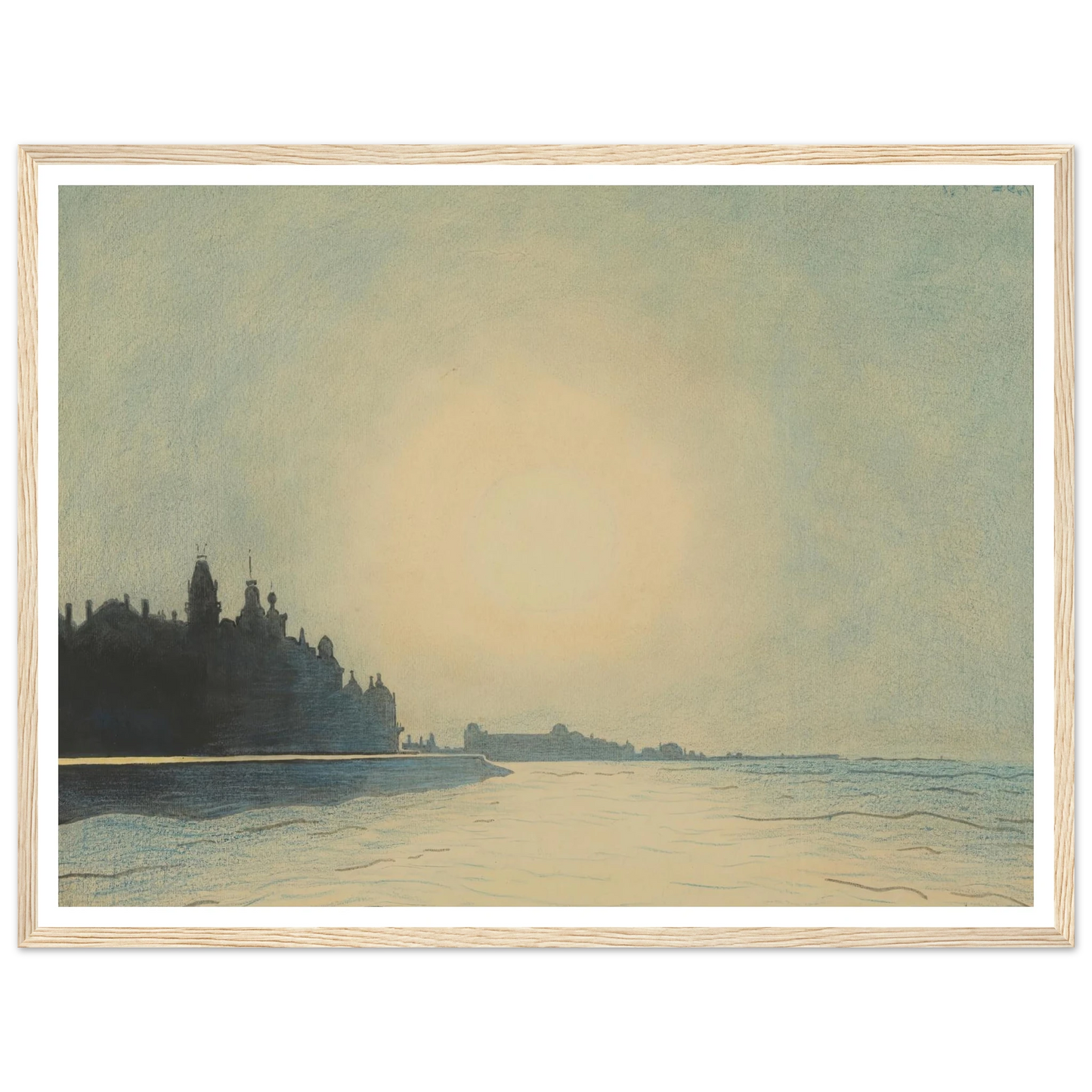 De zeedijk te Oostende van op het staketsel gezien (1910) Art Print | Leon Spilliaert - Framed Poster - 30x40 cm / 12x16″ - Black frame