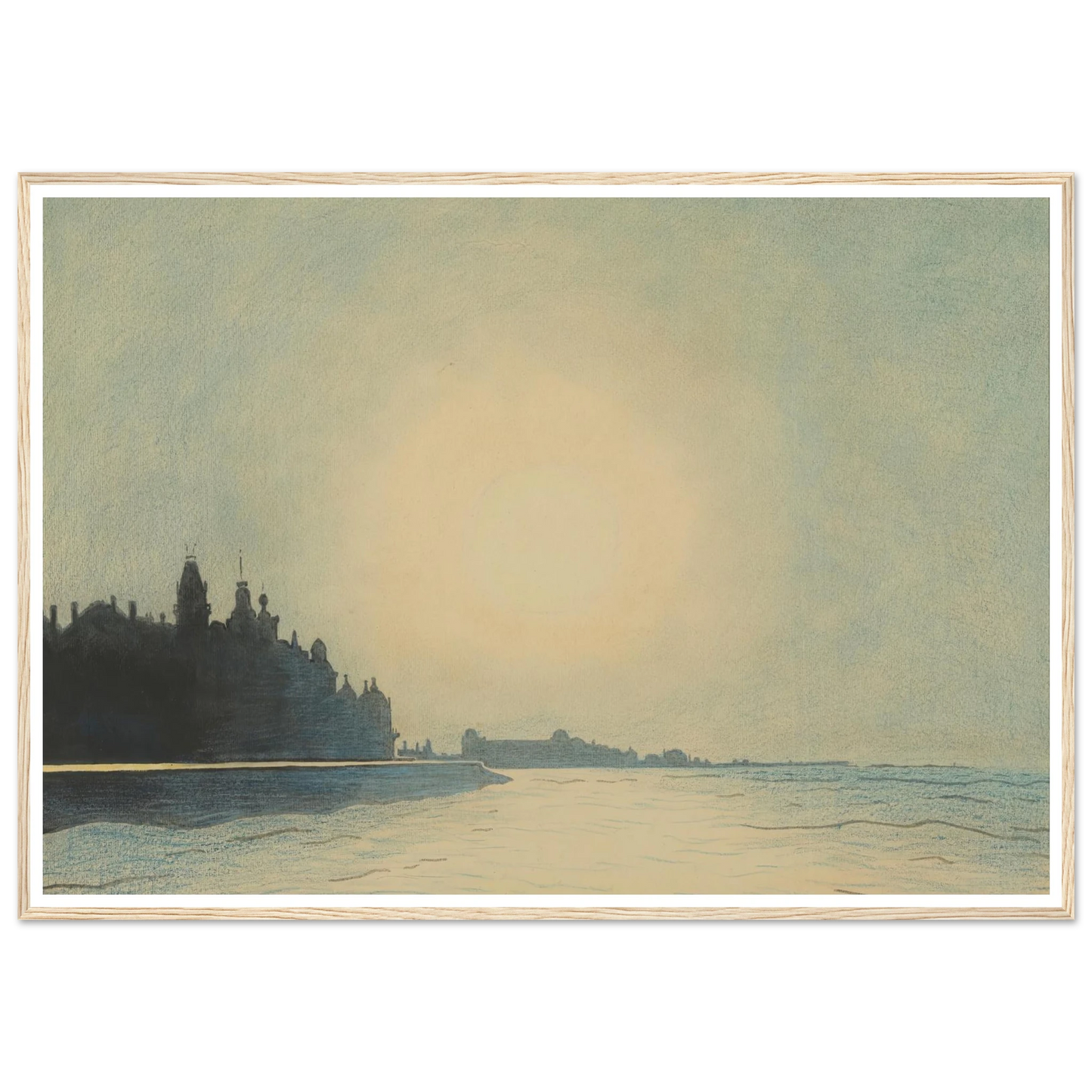 De zeedijk te Oostende van op het staketsel gezien (1910) Art Print | Leon Spilliaert - Framed Poster - 30x40 cm / 12x16″ - Black frame