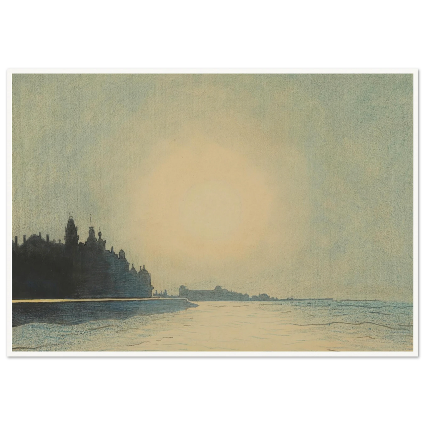 De zeedijk te Oostende van op het staketsel gezien (1910) Art Print | Leon Spilliaert - Framed Poster - 30x40 cm / 12x16″ - Black frame