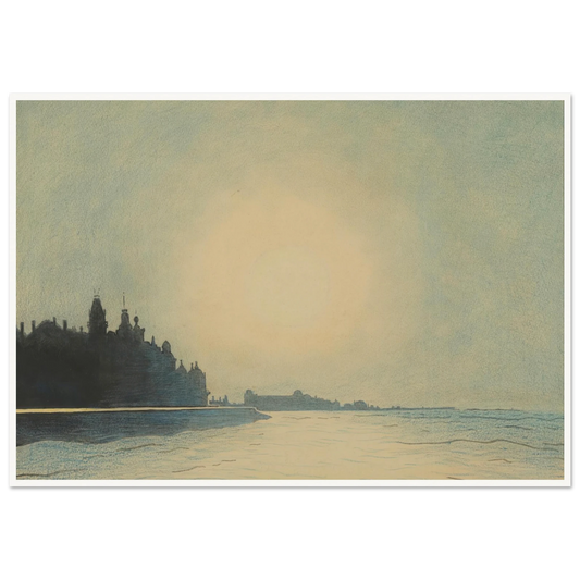 De zeedijk te Oostende van op het staketsel gezien (1910) Art Print | Leon Spilliaert - Framed Poster - 30x40 cm / 12x16″ - Black frame