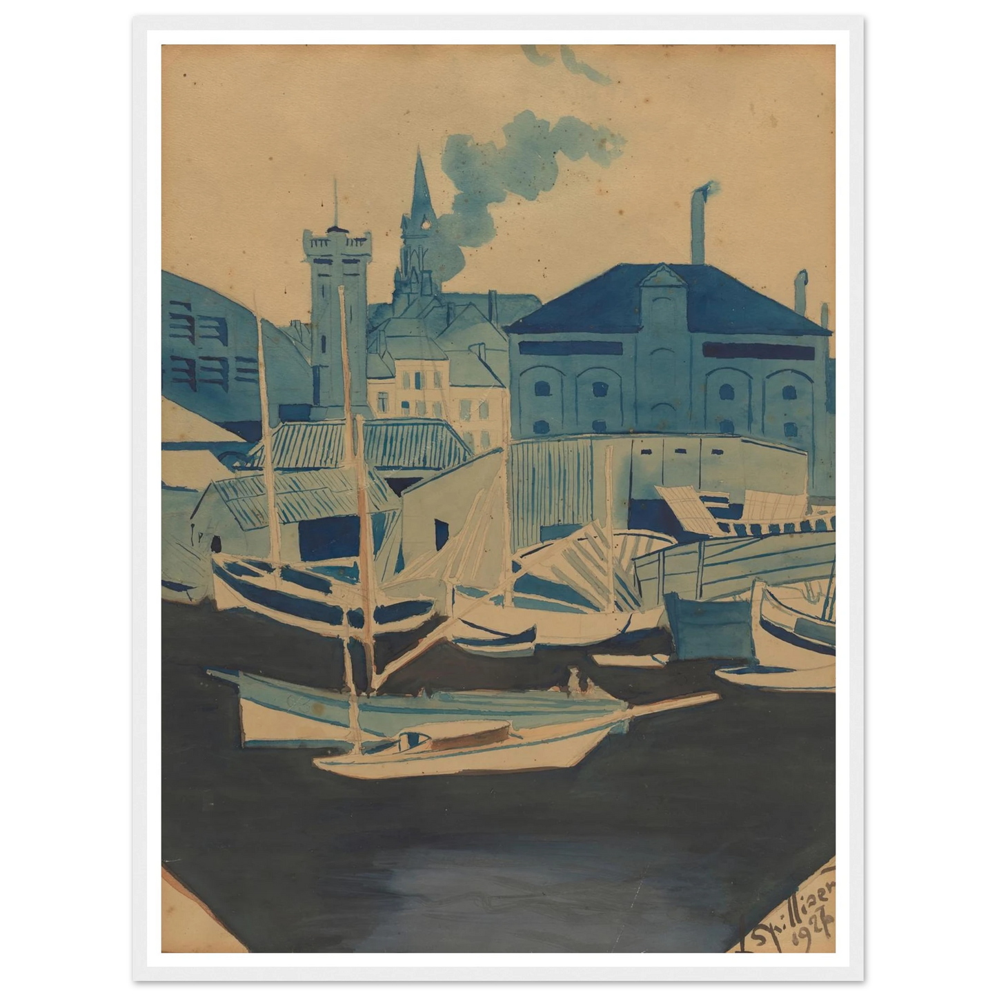 Havenzicht (1927) Art Print | Leon Spilliaert-Quipham Collections