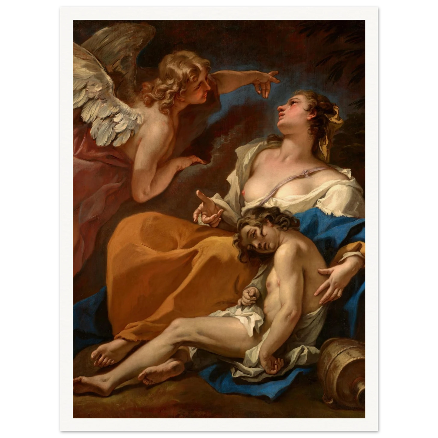 Hagar and Ishmael Saved by the Angel (About 1727-1728) Art Print | Sebastiano Ricci-Quipham Collections