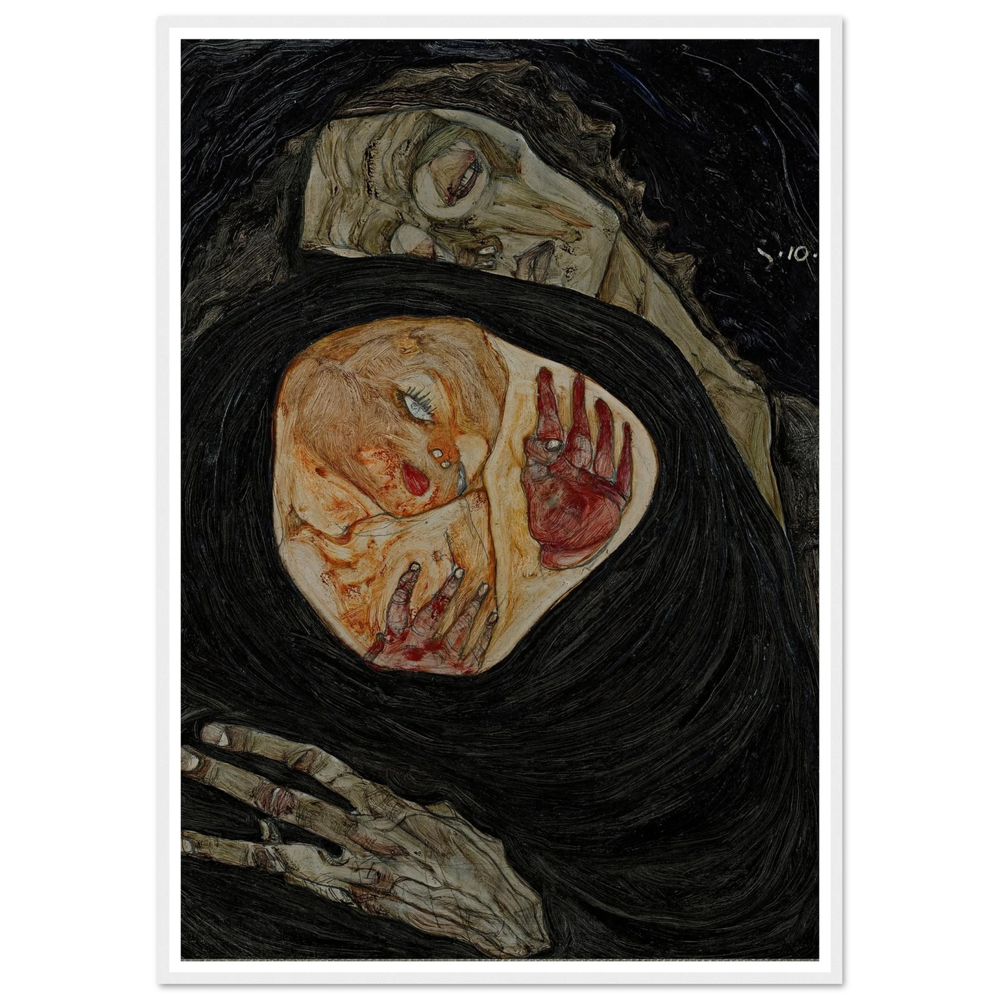 Dead Mother (1910) Art Print | Egon Schiele - Framed Poster - 30x40 cm / 12x16″ - Black frame