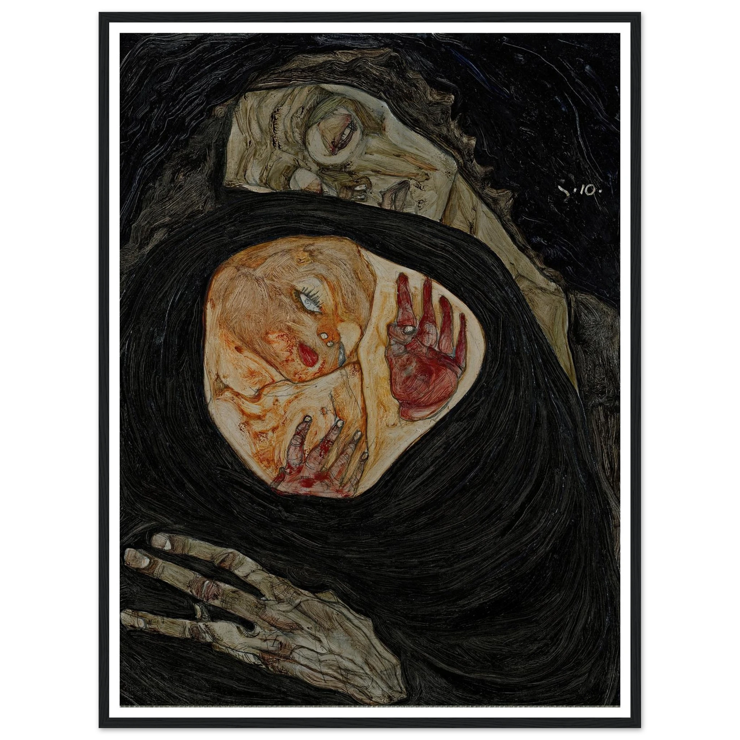 Dead Mother (1910) Art Print | Egon Schiele - Framed Poster - 30x40 cm / 12x16″ - Black frame